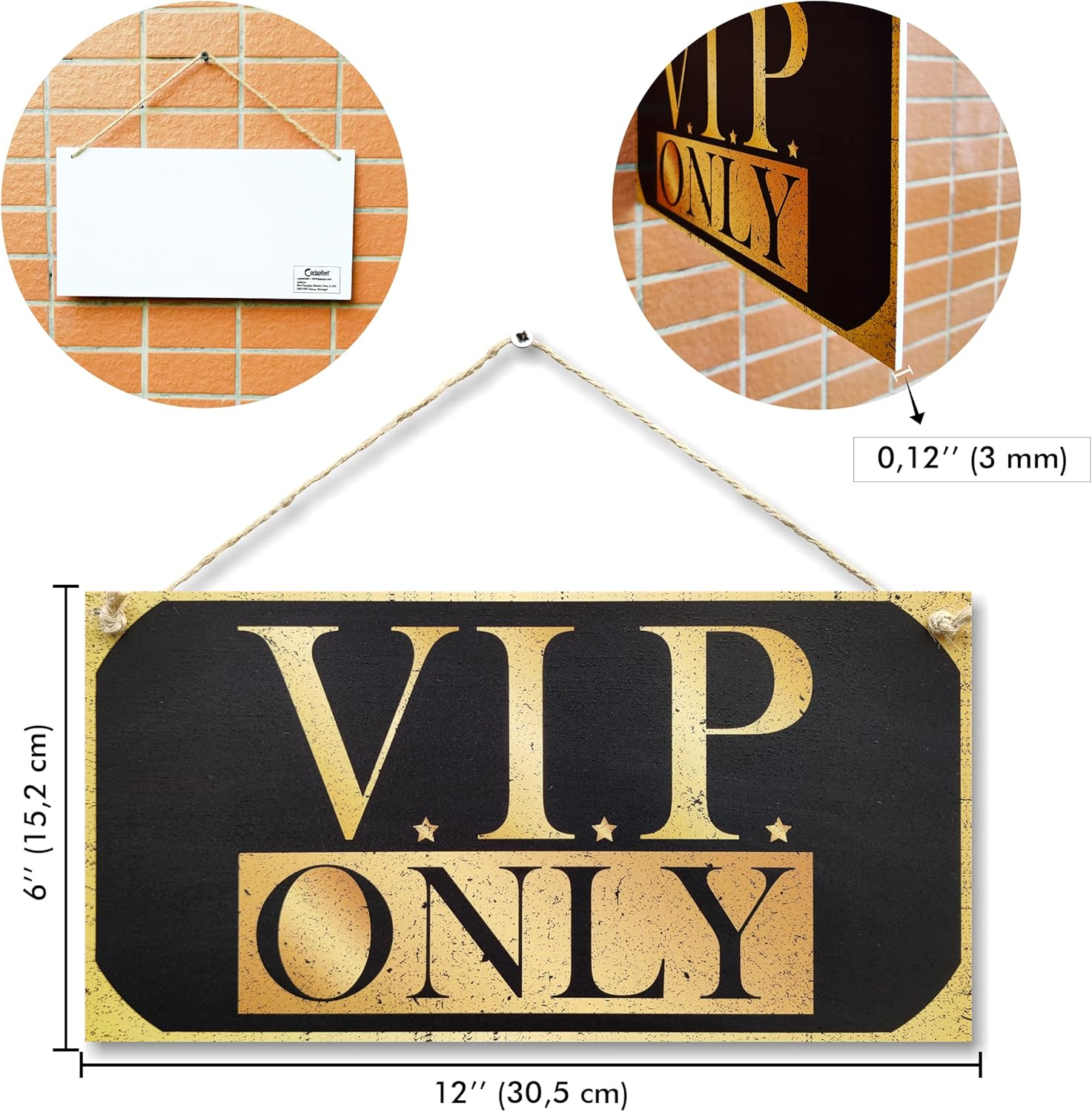 CARISPIBET V.I.P. Only Home Signs House Decorative Hanging Ornament Wall Art Plaques Welcome Signs 6" X 12"