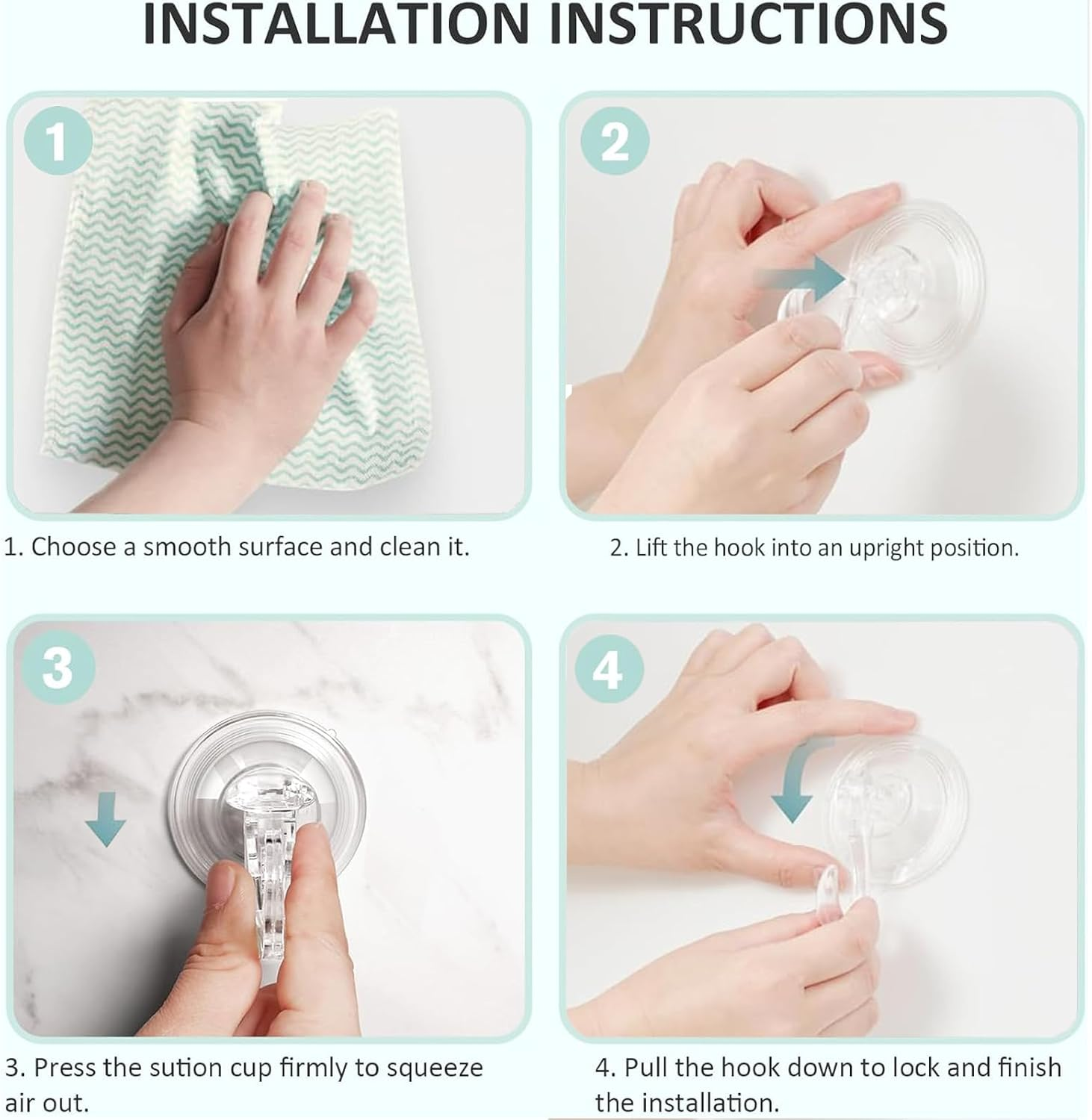 6Pack Suction Cup Hooks, Reusable Powerful Waterproof Shower Hooks, Heavy Duty Vacuum Suction Hanger, Towel Hanger, Strong Vacuum Shower Cup Hooks for Bathroom,Shower Wall,Tile,Glass image number 2