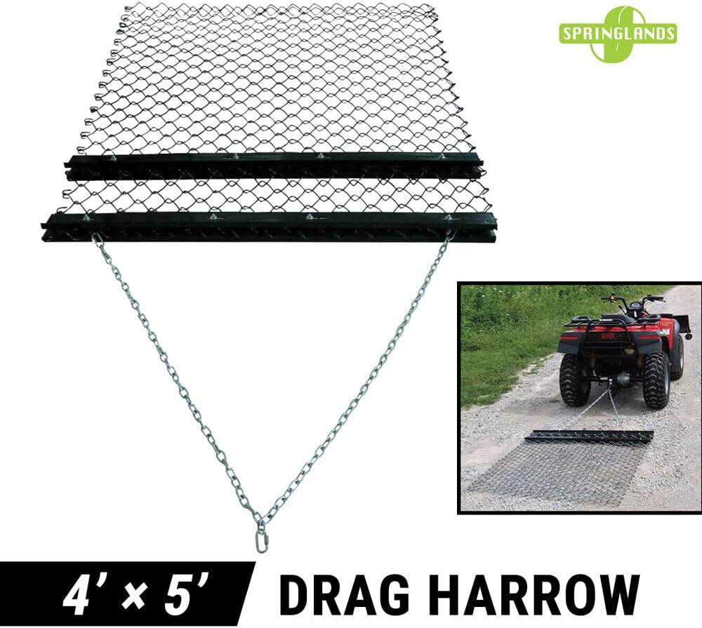 4FT &times; 5FT Drag Harrow Rake Light Chain Farming Soil Preparation Quad Bike Mower image number 1