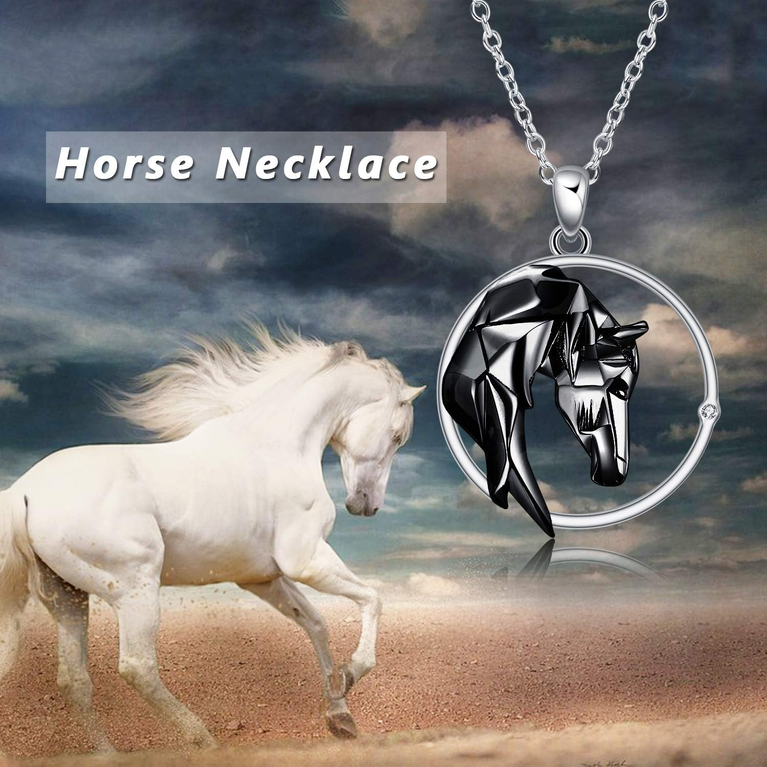 ONEFINITY Horse Necklace Sterling Silver Origami Horse Pendant Necklace for Women Jewelry
