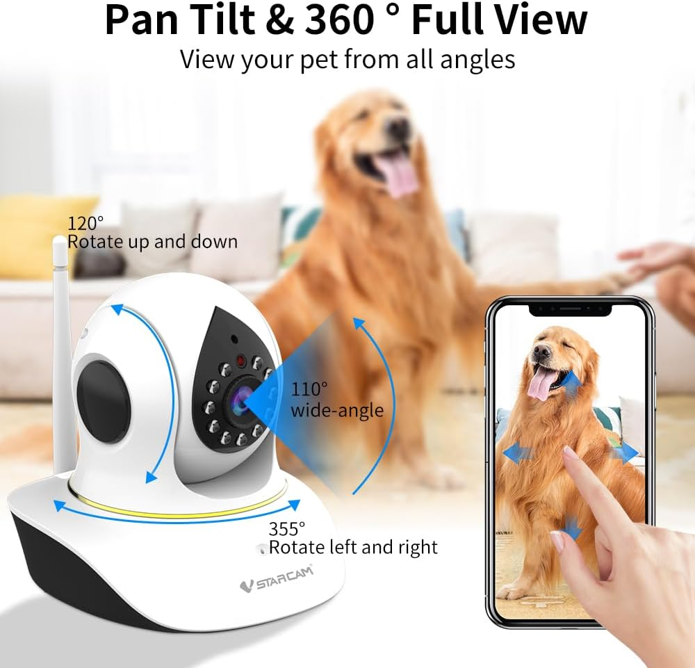 VSTARCAM Pet Camera with Laser, 3MP 2.4Ghz Wifi Interactive Dog & Cat Laser Toy with Night Vision, Motion Detection Alerts, APP Remote Control Indoor Security Camera for Pet Monitoring image number 5