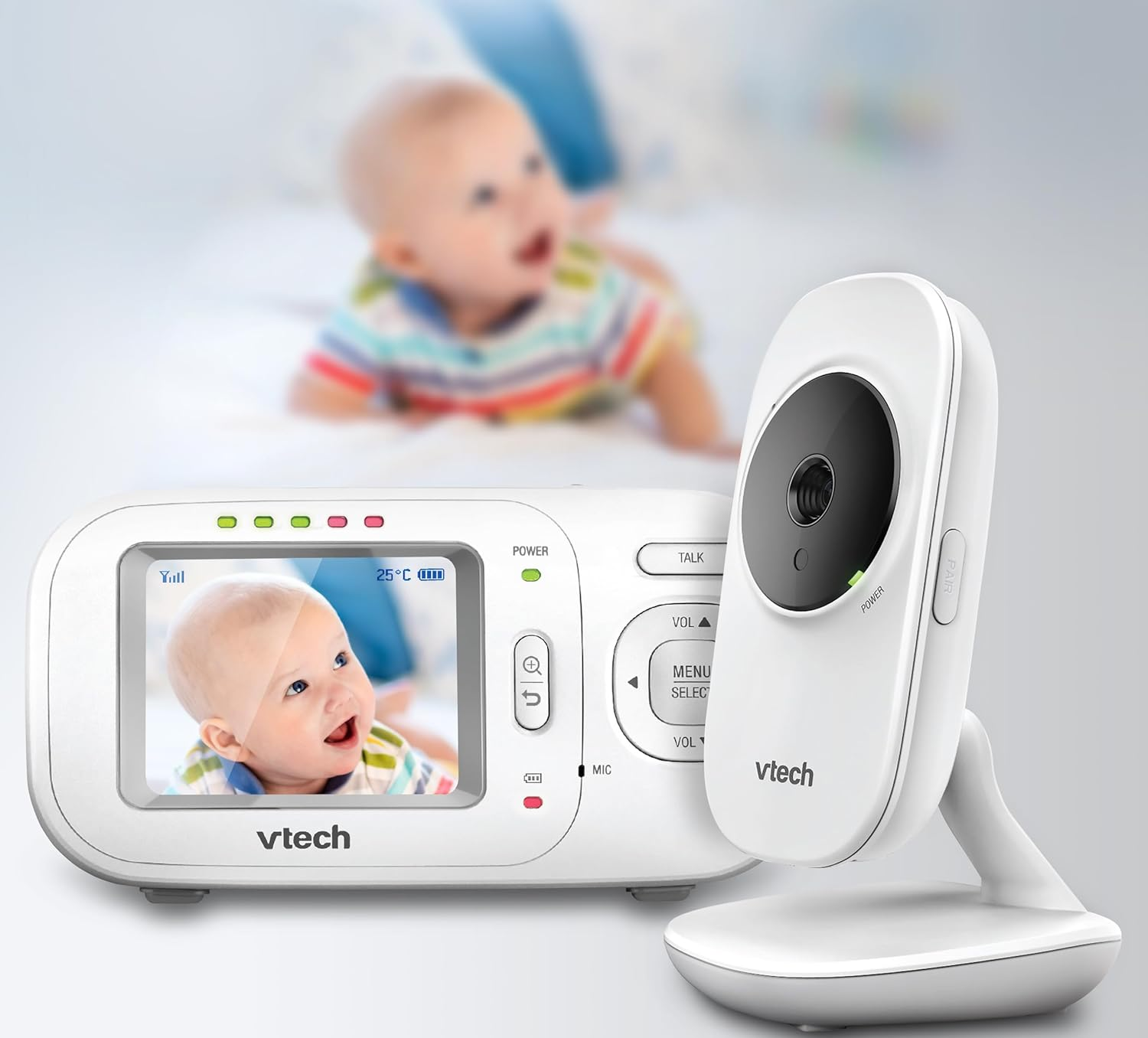 Vtech BM2700 2.4" Video & Audio Baby Monitor with 2-Way Talk, Soothing Sounds, Room Temperature Monitor