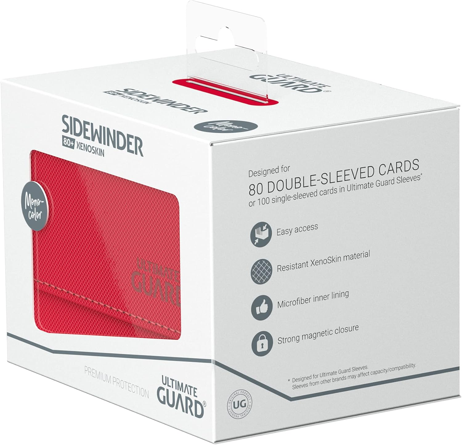 Ultimate Guard Sidewinder 80+ Xenoskin Monocolor Deck Box, Red