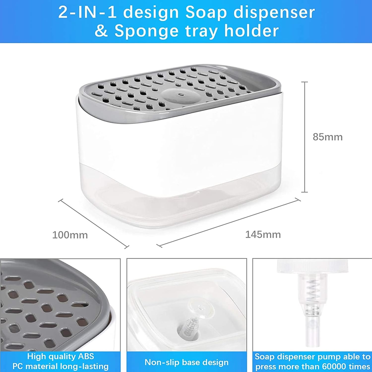 Sulfar Kitchen Soap Dispenser with Sponge Holder - 12.5Oz image number 1