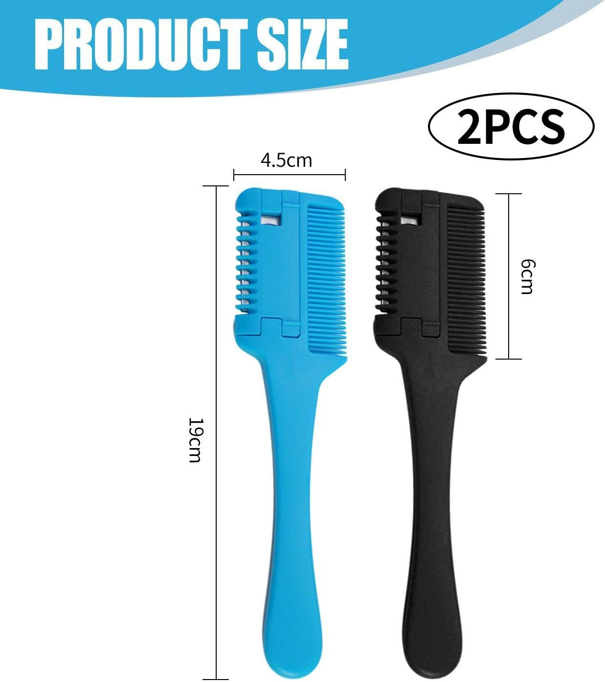 2 Pieces Hair Sharpener Hair Repair Tool Salon Tool DIY Hair Styling Accessories (Black, Blue)