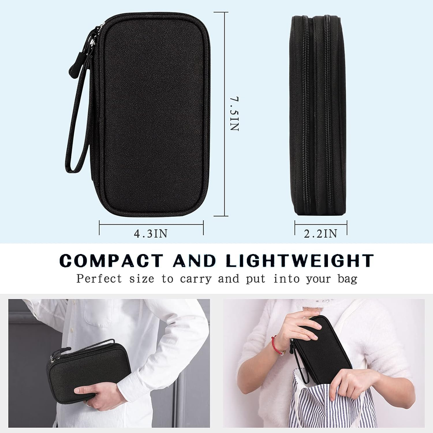 Travel Cable Organizer Bag, Electronic Accessories Organiser, 2-Layer Carry Case Portable Waterproof Double Layers, All-In-One Storage Bag for Cable, Cord, Charger, Phone, Earphone (Black) image number 4
