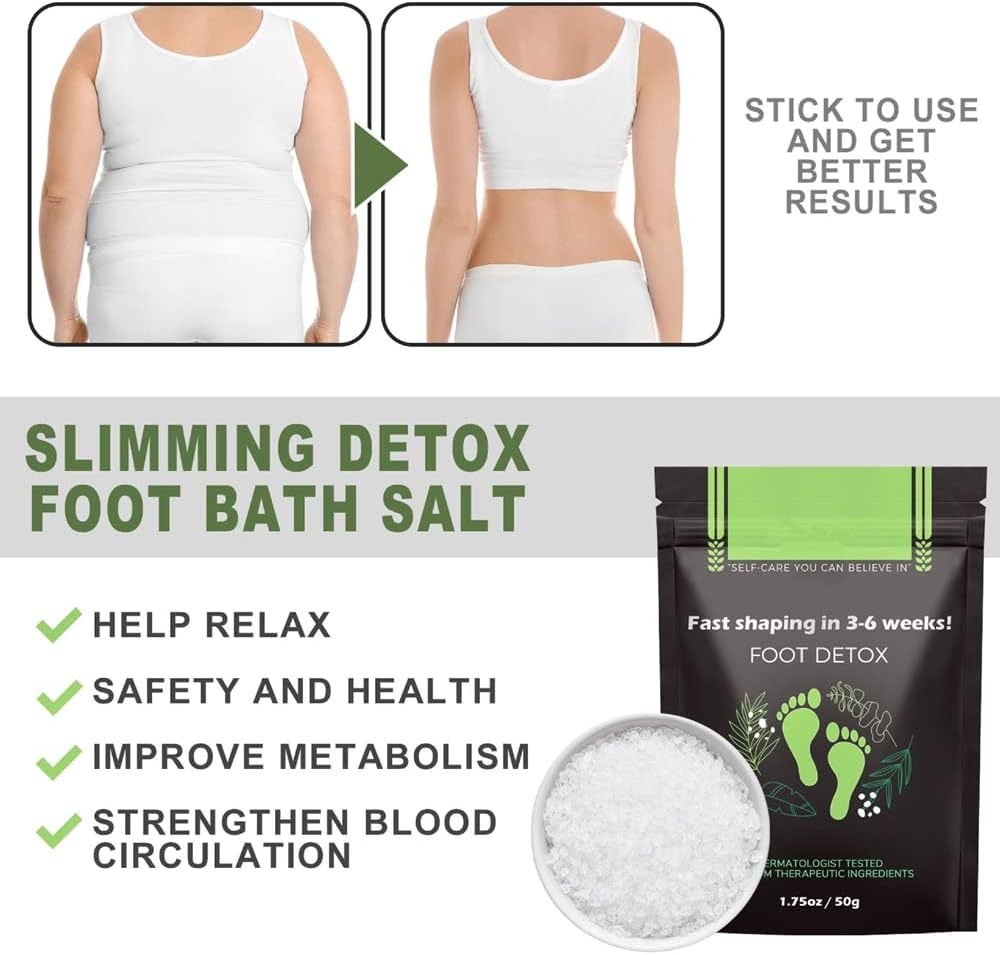 2Bag Detoxslim Slimming and Detoxifying Essential Oil Foot Bath Salt,Leg Slimming Foot Bath,Natural Herbal Foot Cleansing Soak for Soothes Sore Feet Improve Sleep