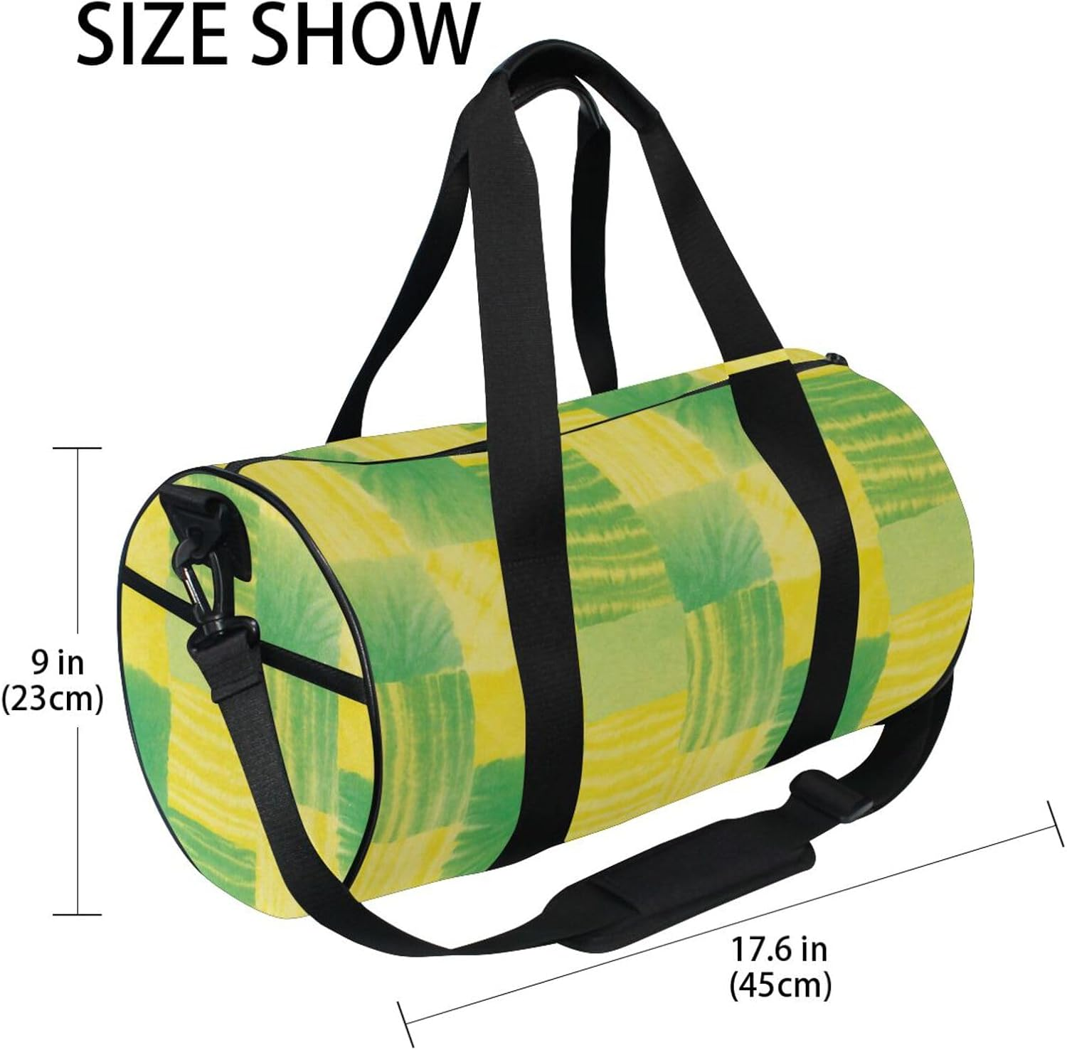 Irregular Tie-Dye in Yellowish-Green Luggage Travel Bag Sports Tote Gym Bag Yoga Large Capacity image number 1