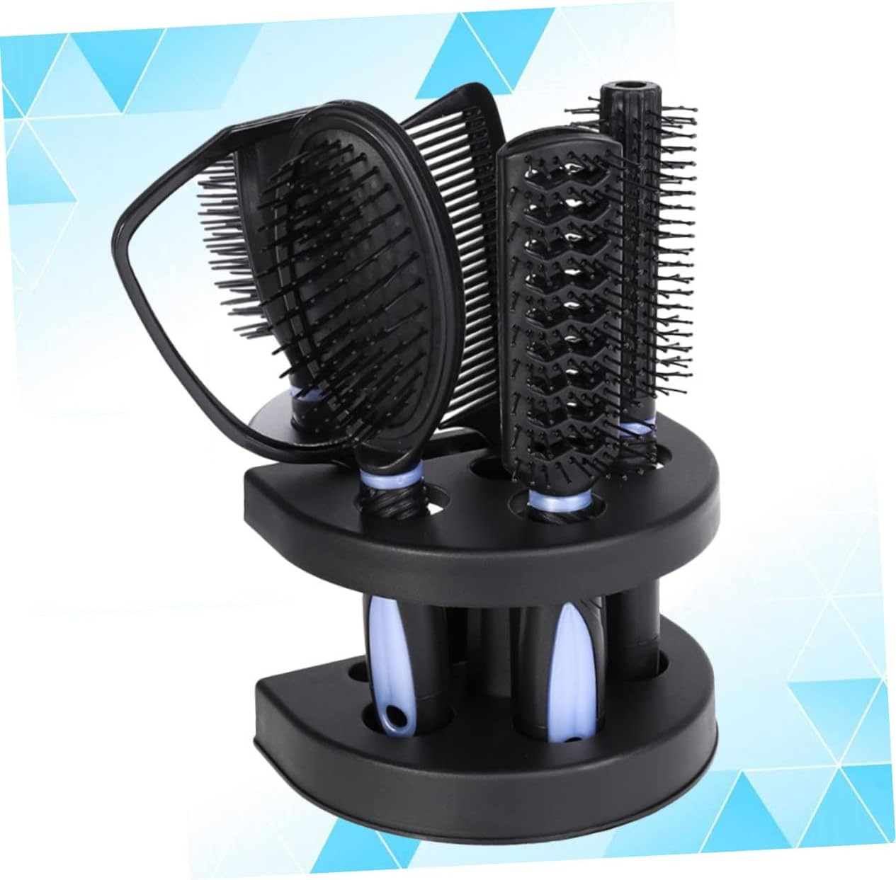 HAMPPLIES 5Pcs Professional Hair Salon Barber Comb Detangle Brush Hair Massage Comb Static Brush Styling Tools Mirror Kit