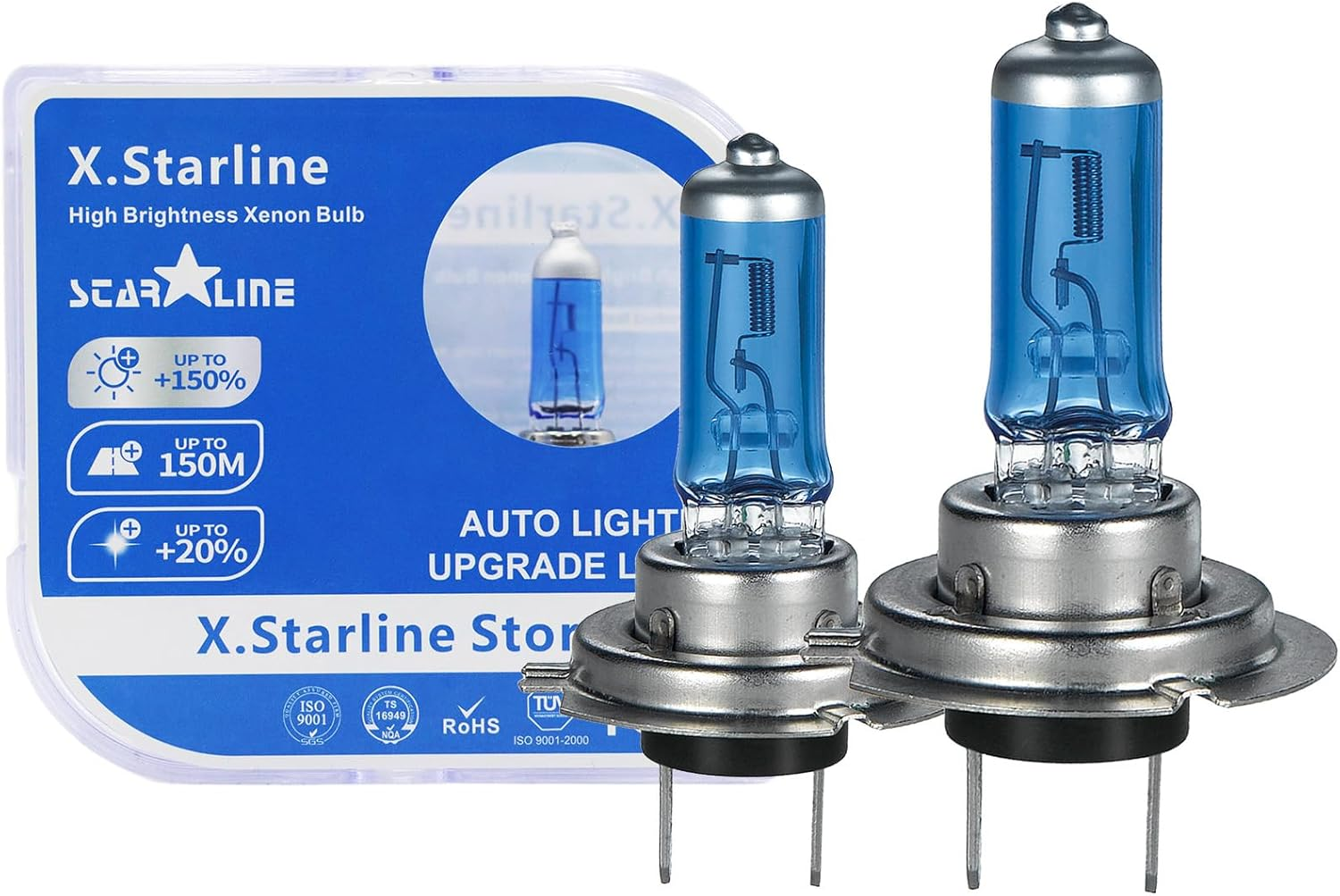 H7 3800K 55W 12V Halogen Headlight, Car Super White Light Lamp Bulbs, Car Headlight Fog Light Lamp Replacement, Pack of 2 (H7) - 9005 image number 6