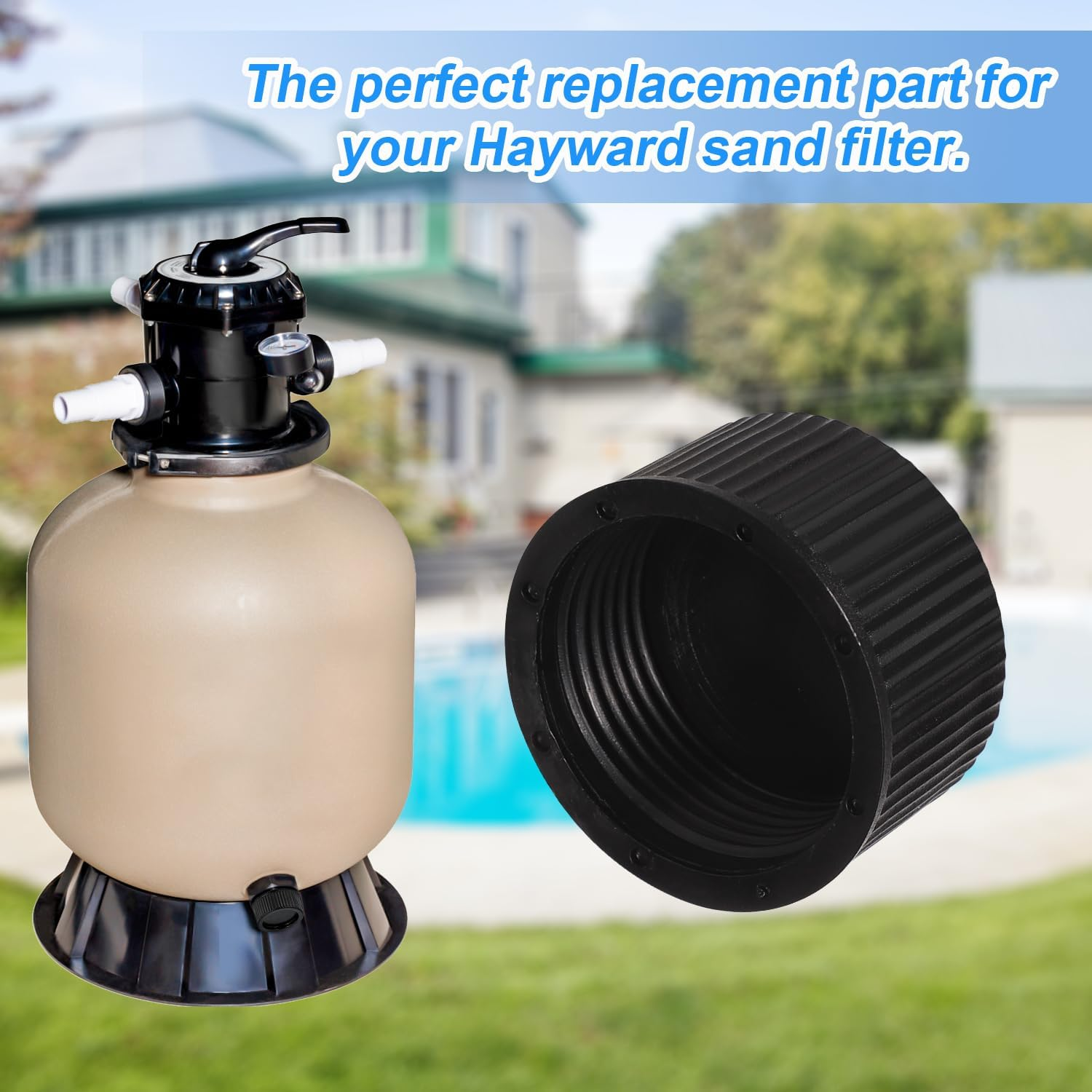 NQEUEPN 2Pcs Black SX180HG Exact Replacement Filter Drain Cover and Gasket, for Hayward Pro Series Pool Sand Filter Models S140T S144T S164T S166T S180T S210T image number 5