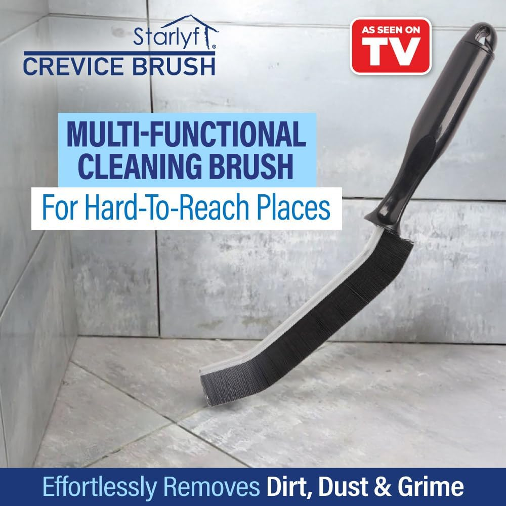 Starlyf Crevice Brush, Multi-Functional Cleaning Brush for Windows, Sinks, Grout, Stovetops, Washing Machines, Angled Bristles, Clean Dust, Dirt and Grim from Corners, Tight Spaces, 2 Pack