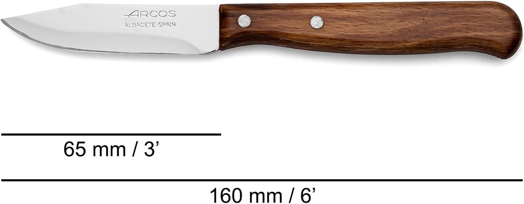 Arcos Paring Knife, Stainless Steel, Brown, 65 Mm (2.55 Inches) image number 4