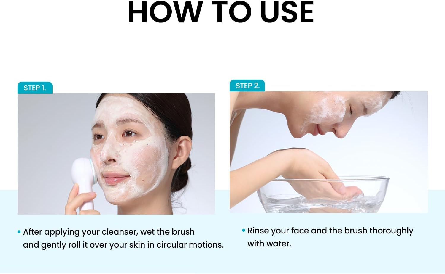 ILSO Pore Cleansing Master, Silicone Facial Brush, White Blue, Deep Cleansing Tool with 1,361 Micro-Bristles, 5.7X 2.1 X 1.1 Inches (146X54X30Mm) image number 3