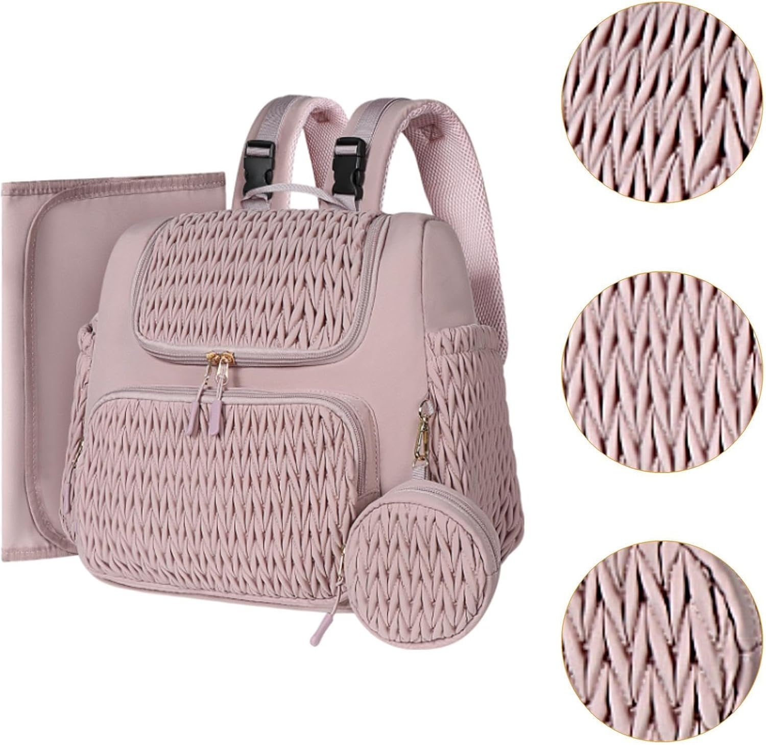 Amagogo Diaper Bag Nylon Portable Backpack Nappy Bag for Baby Travel Outdoor Dad Mom, Pink image number 1