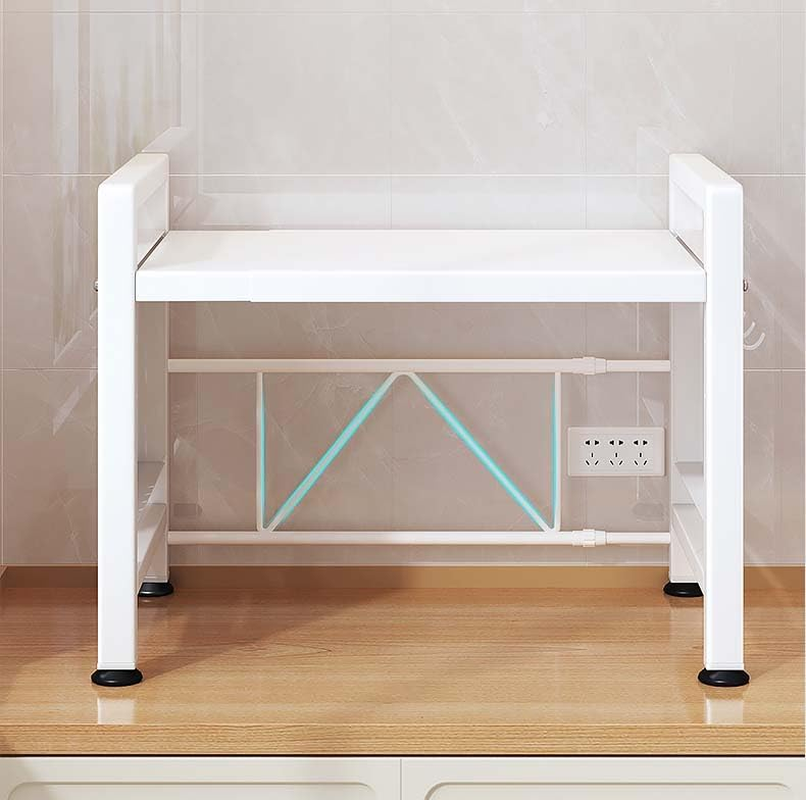 QNA Multifunctional Microwave Shelf, 2 Tier Oven Stand, Kitchen Storage & Organisation, Countertop Organizer with Adjustable Width & Height (Black) image number 4