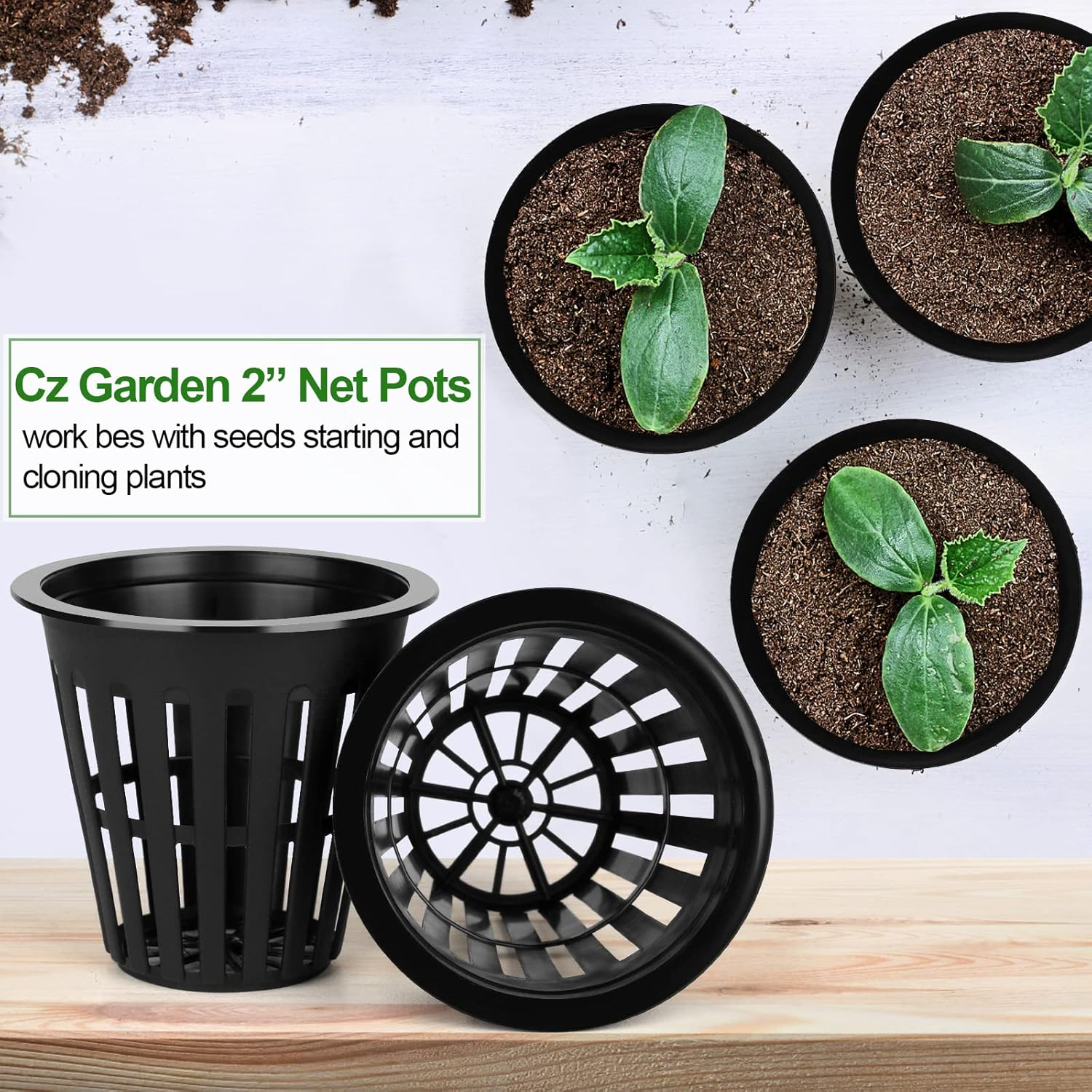 HXSEMAYIG 100PCS 2 Inch Net Pots,Hydroponics Cup, Net Cups for Indoor or Outdoor Growing image number 1