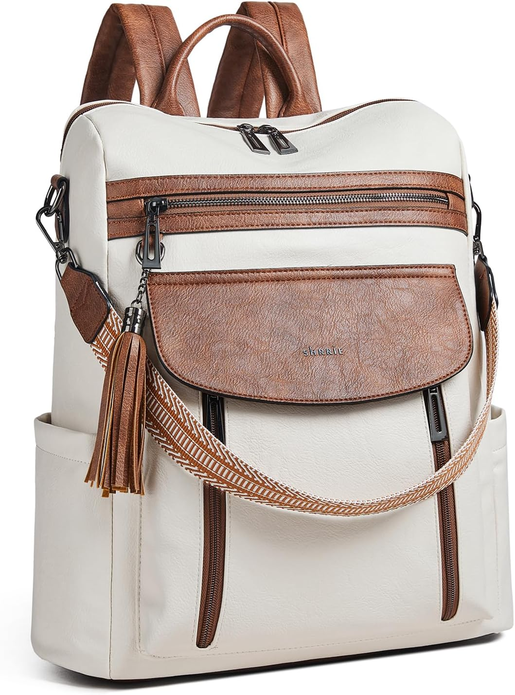 Shrrie Laptop Backpack for Women 15.6 Inch,Travel Leather Backpack Purse Nurse Teacher Carry on Backpack