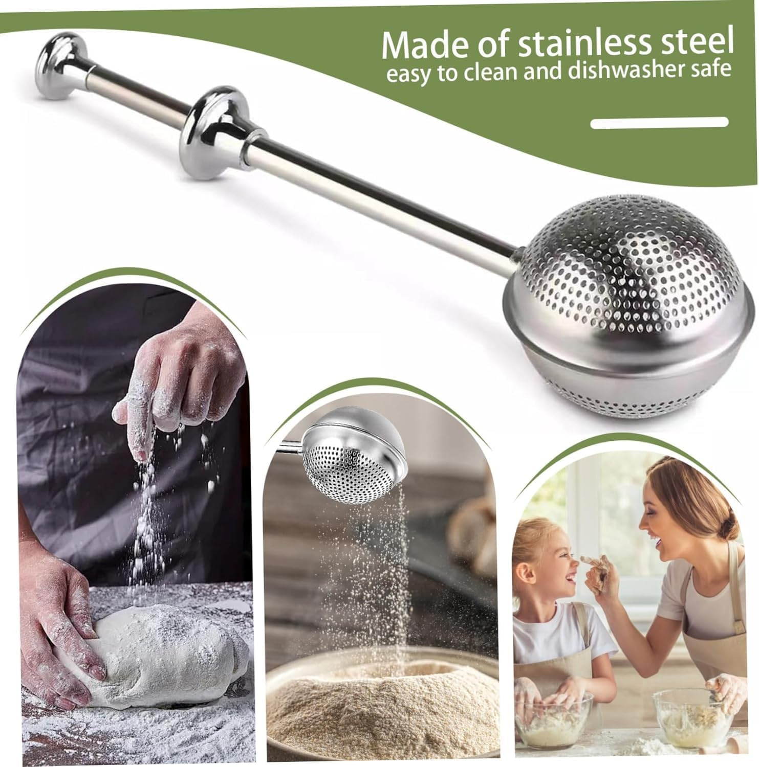 Hysgscwd 2Pcs Stainless Steel Snap Ball Tea Strainer, Long Handle Ball Tea Leaf Filter, Tea Infuser Filter for Loose Leaf Tea, Fine Mesh Tea Interval Diffuser, Steeper Strainer for Spices image number 4