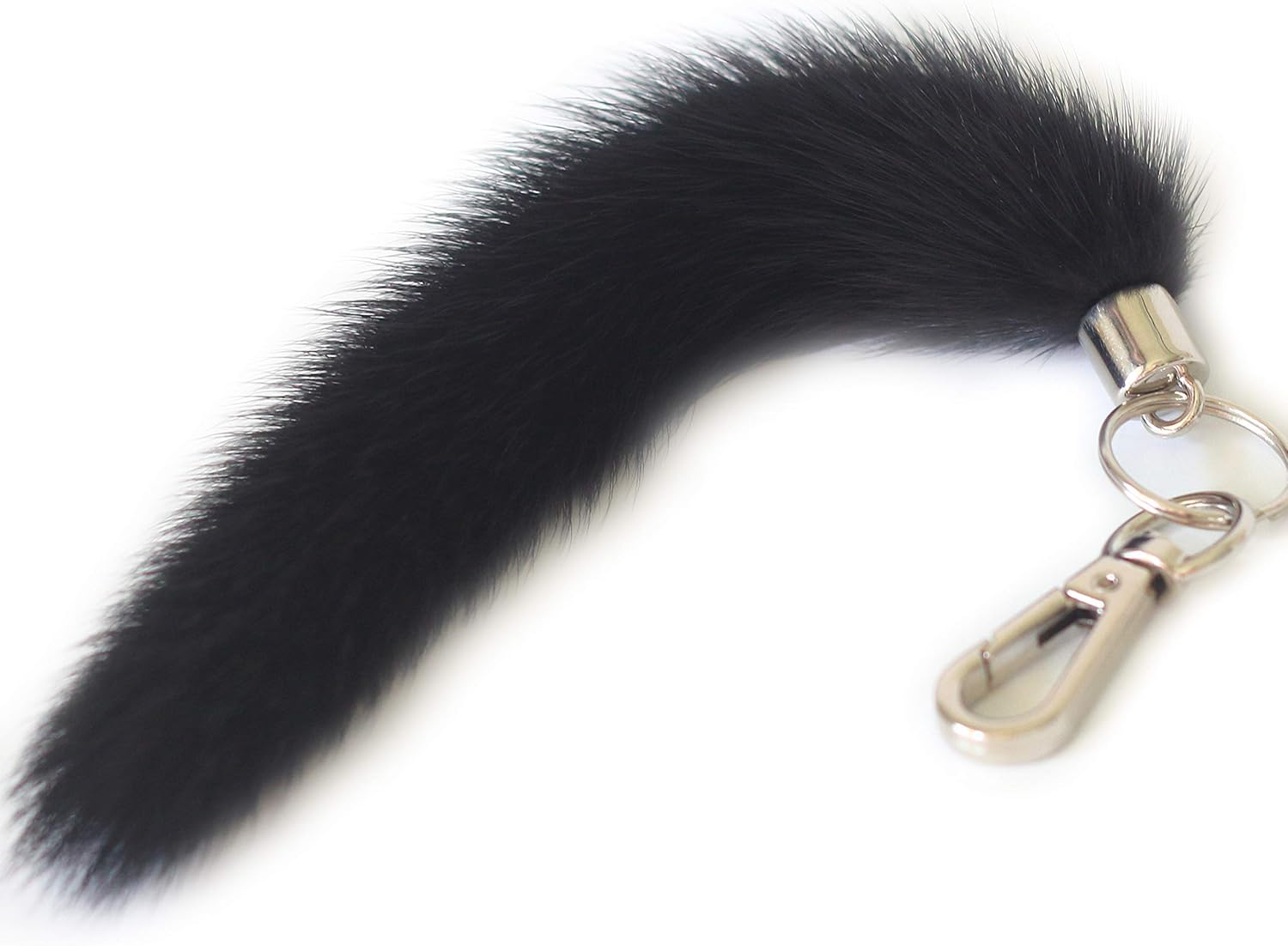 Fosrion Real Mink Tail Fur Key Chain Hook Ring for Offic Motor Car Jeep Truck Motorcycle Motorbike (Black) image number 2