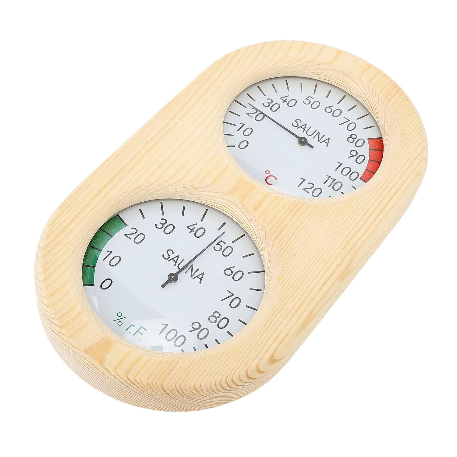 Yosoo Sauna Room Thermometer Hygrometer Wooden 2 in 1 0‑120℃ 0‑100% Wall Mounted for Steam Room Bathroom Temperature and Humidity Display for Growth of Babies image number 1