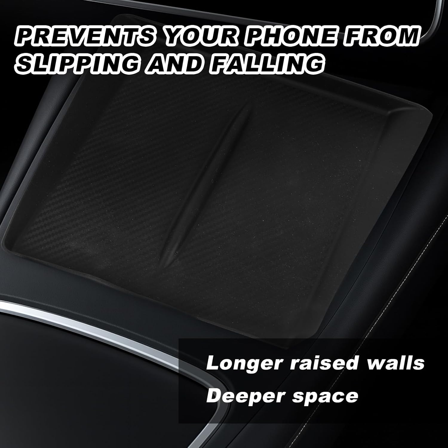 Center Console Non Slip Pad, Center Console Wireless Charging Pad Non-Slip Silicone Mat Suitable for 2026 2025 Model 3/Y Juniper New (Black) image number 1