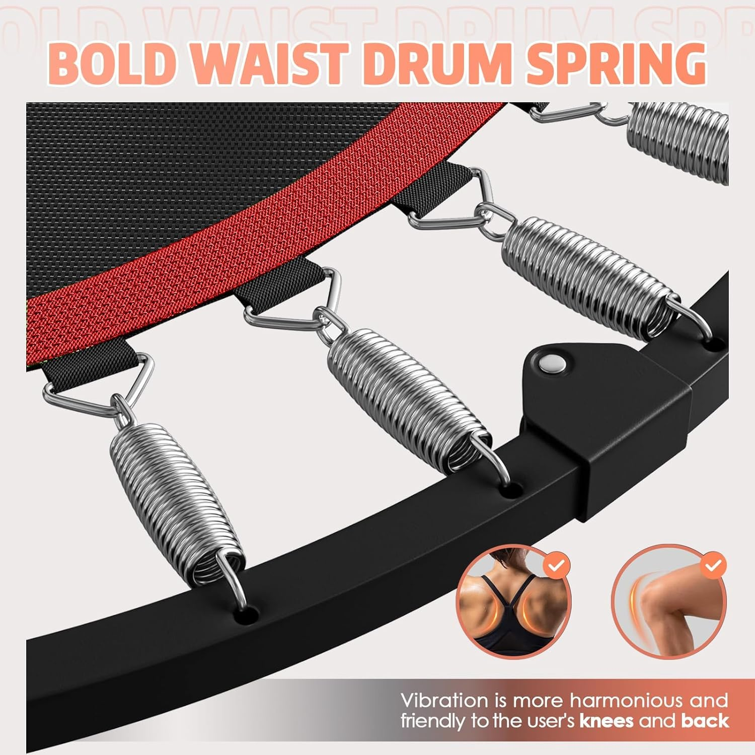 40"/ 48" Foldable Mini Trampoline, Indoor Trampoline for Kids, Adults Indoor/Garden Workout, Fitness Rebounder with Adjustable Foam Handle, Max Load 440/550 Lbs image number 3