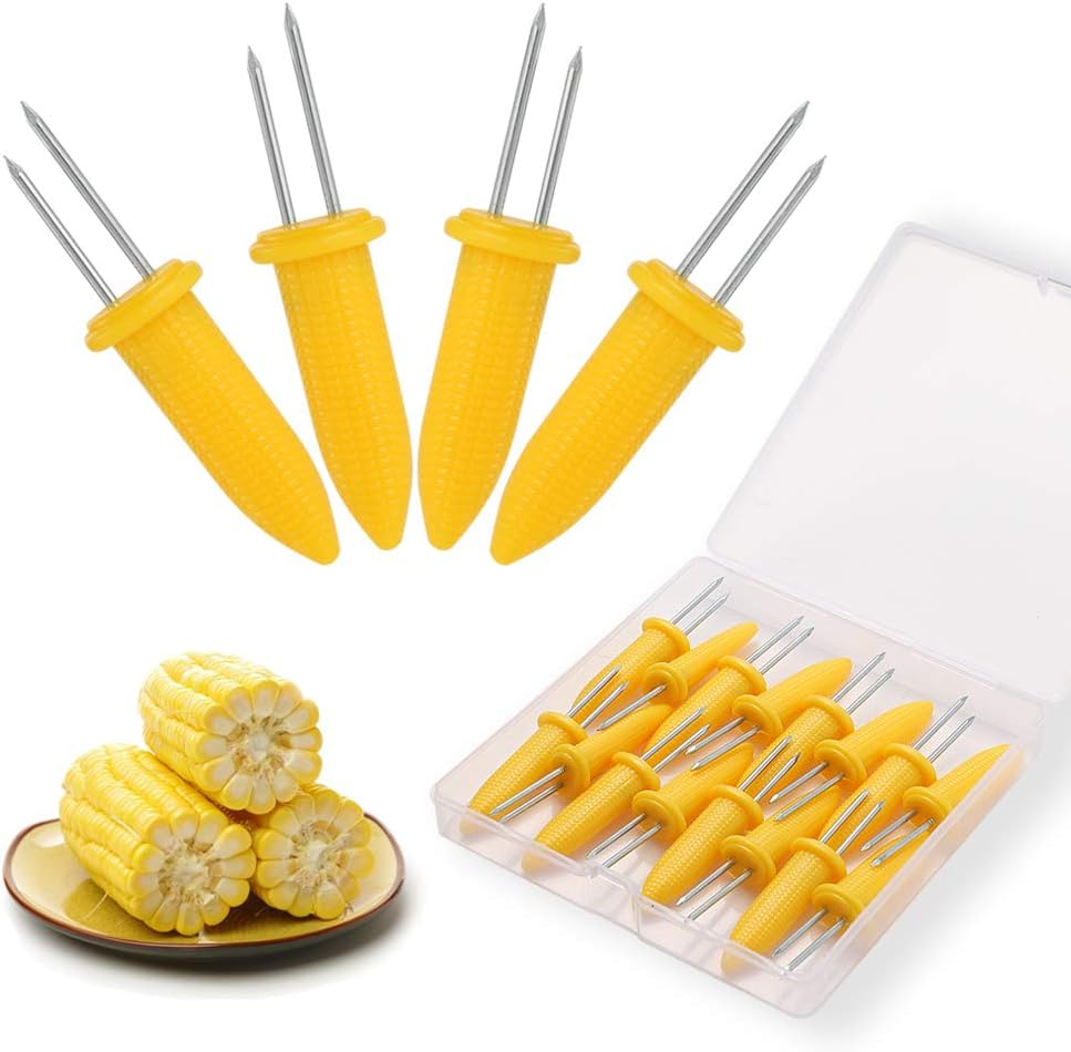 Juliyeh Corn Holders Set, 20PCS Stainless Steel Corn Cob Holders, Corn on the Cob Skewers for BBQ, Picnics & Camping, Yellow image number 5