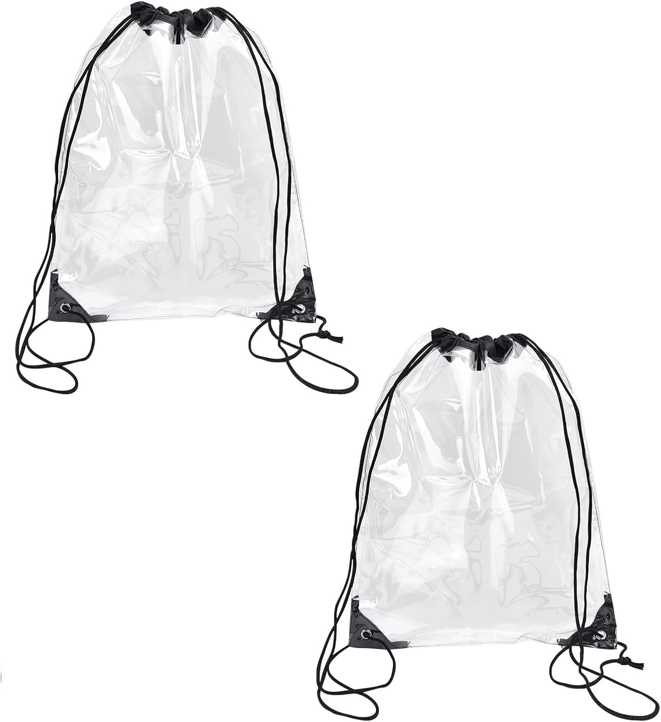 2PCS Clear Backpack Stadium Approved - 12.99X16.93 Inch Waterproof PVC Transparent Bag for Concerts, Sports Events, Travel & Gym, Tsa-Compliant Drawstring Backpack image number 6