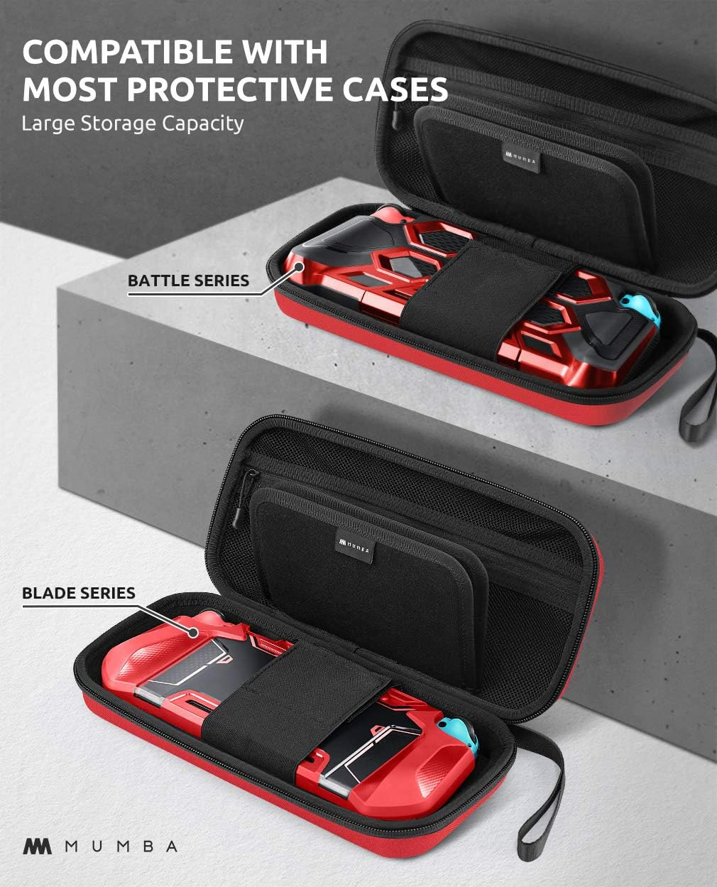 Mumba Switch Carrying Case, [Plus Version] Protection Portable Protective Travel Carry Pouch for Blade/Battle Case [Large Capacity] (Red) image number 3