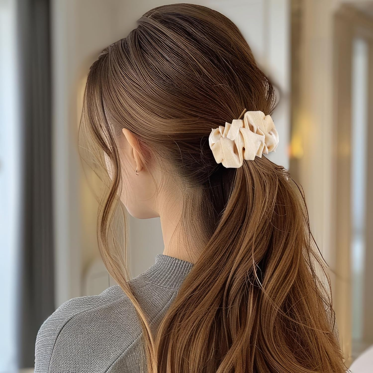 Large Scrunchies for Women 4Pcs Velvet Jumbo Scrunchies for Hair Soft Ponytail Holder Cute Colors Elastic Hair Bands Fashion Bulk Hair Ties for Teens Women Thick Curly Thin Fine Hair image number 1