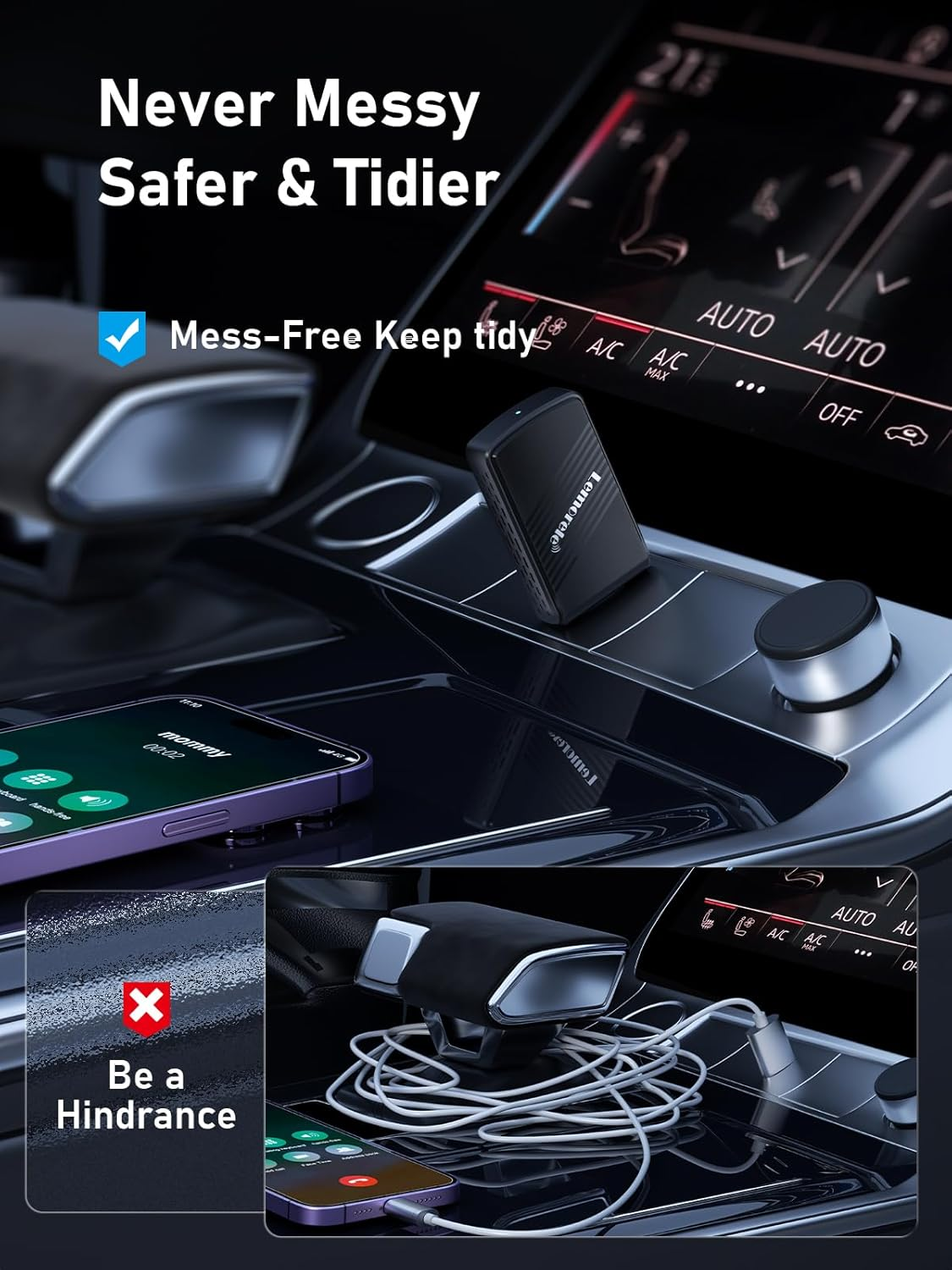 Lemorele Wireless Carplay Adapter, Plug & Play,Easy to Upgrade Wired Carplay to Wireless, Instant Connectivity,Super Mini Car Play Dongle for Iphone,Android Phones Fit for Cars with Built-In Carplay image number 5