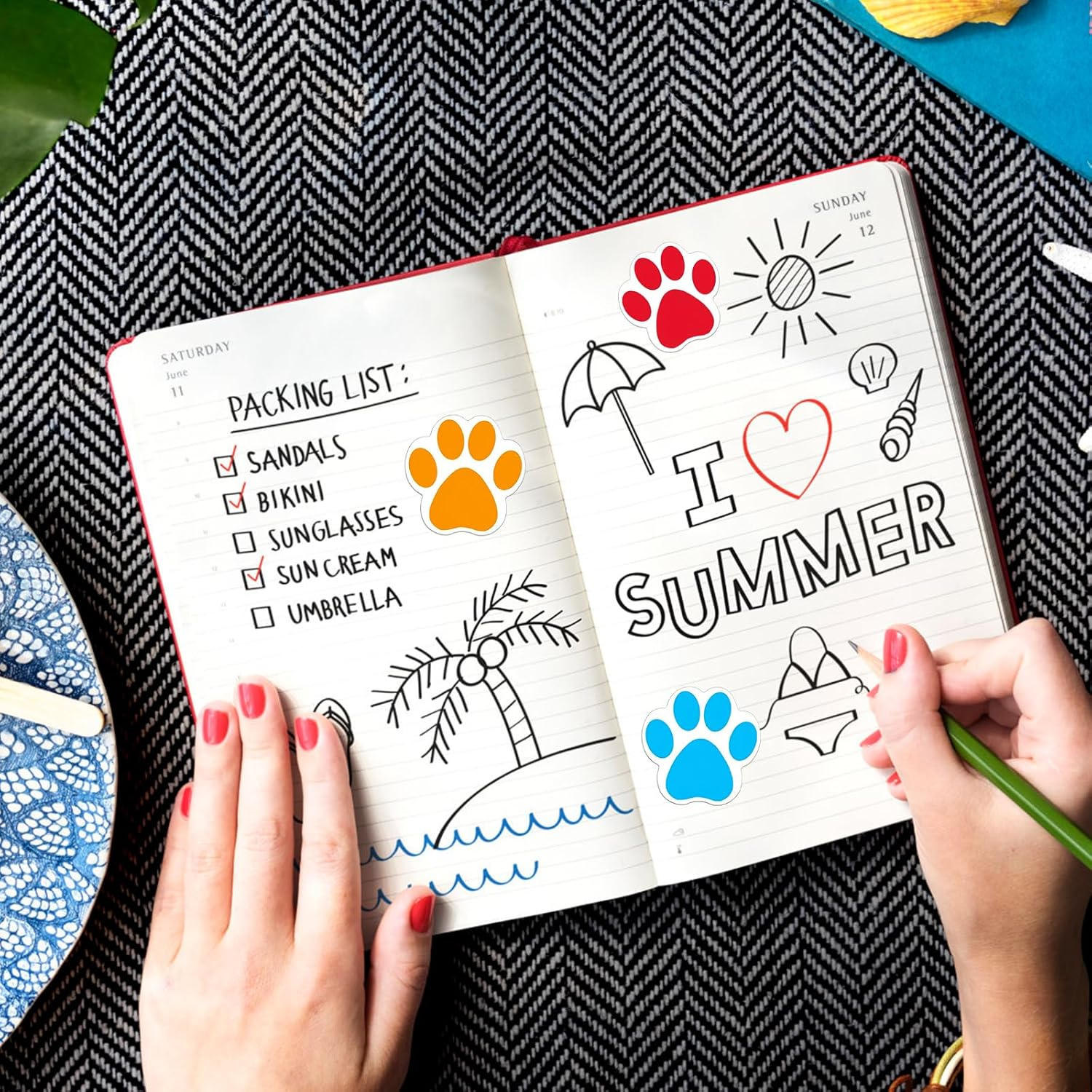 Dog Paw Print Stickers, Roll/1000Pcs Colorful Dog Paw Label Stickers, Bear Paw Animal Paw Print Stickers for Scrapbook Wall Decal Decoration image number 2