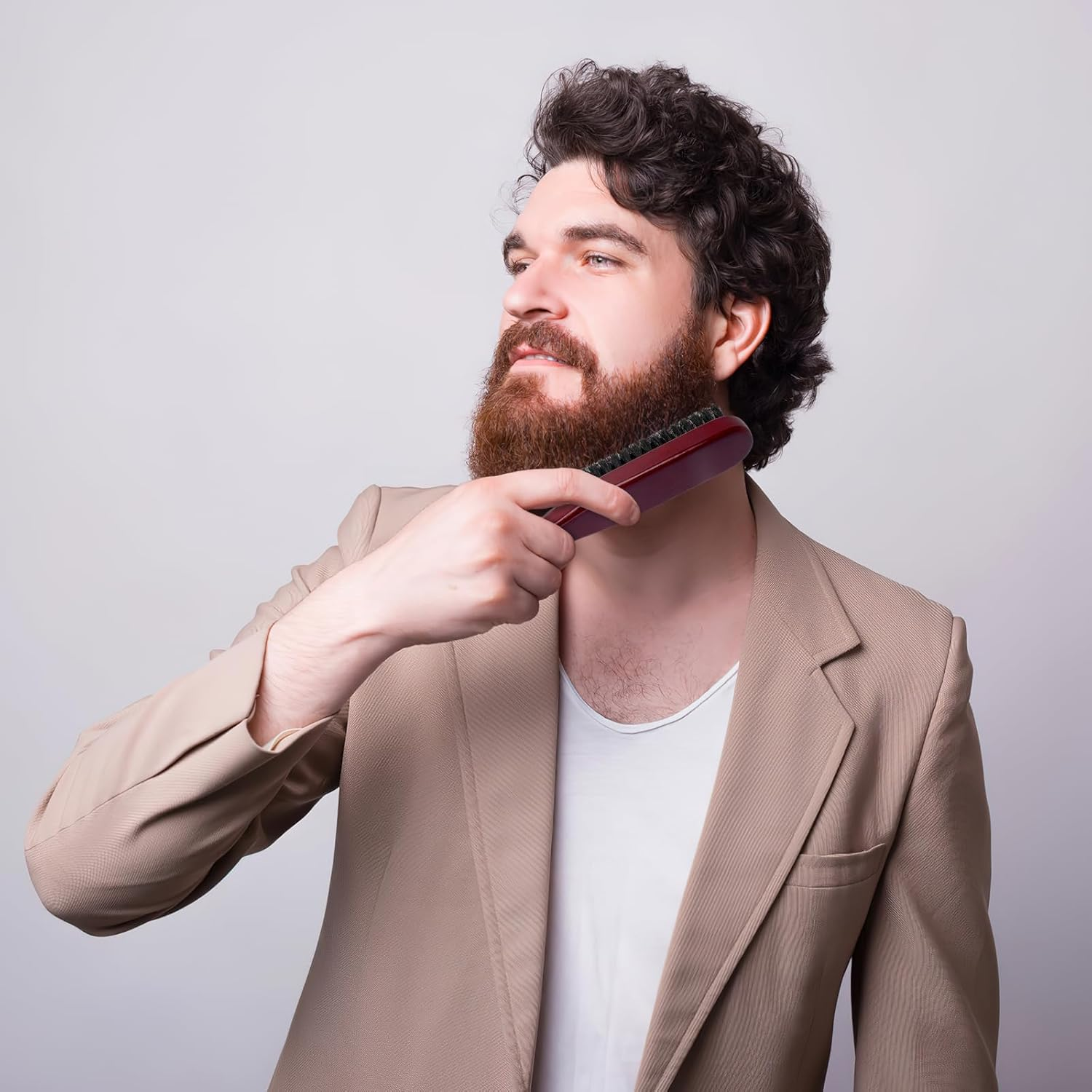 Sleek Bun Beard Brush Boar Bristle Brush Hair Brush Sleek Look Hair Styling Brush for Hair and Beard Styling image number 3