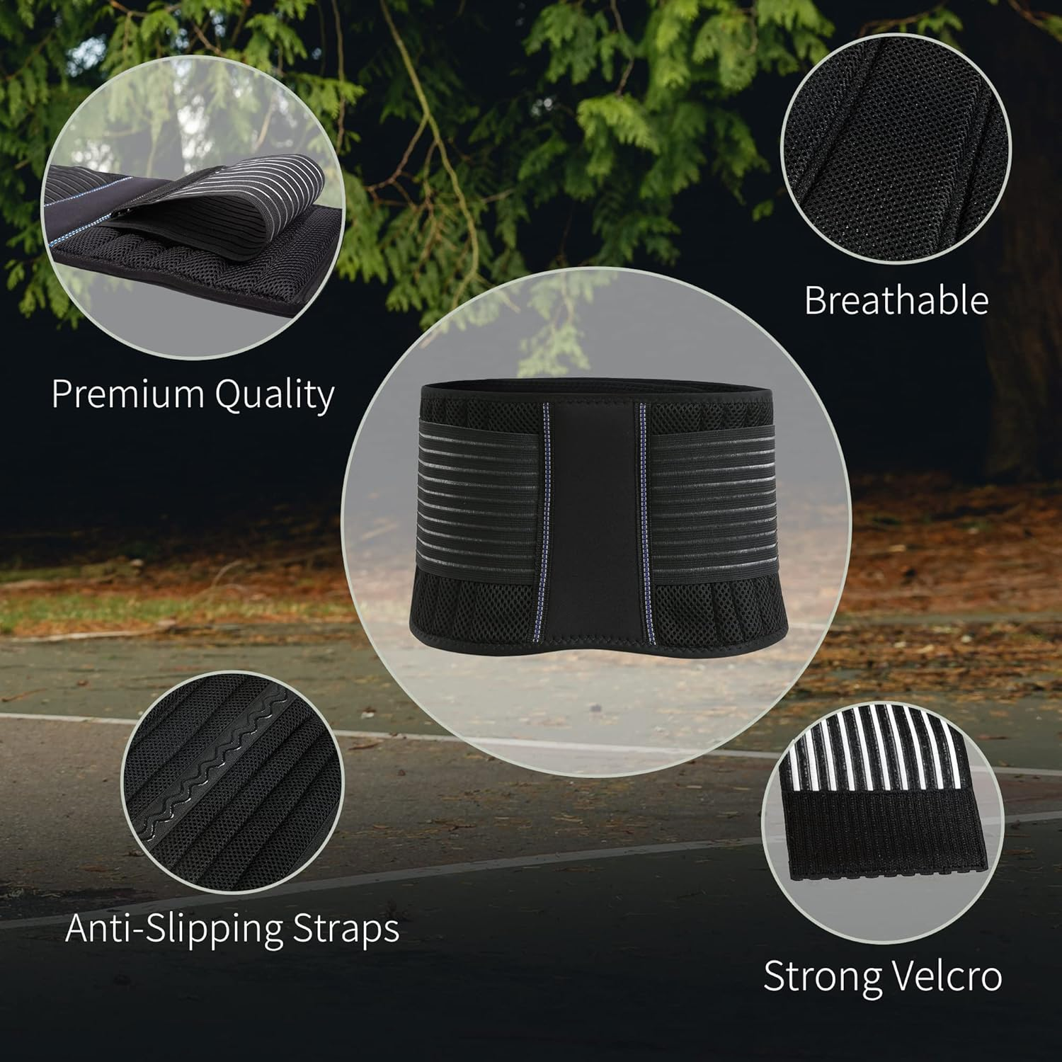 Braceup Stabilizing Lumbar Lower Back Brace and Support Belt with Dual Adjustable Straps and Breathable Mesh Panels (L/XL) image number 4