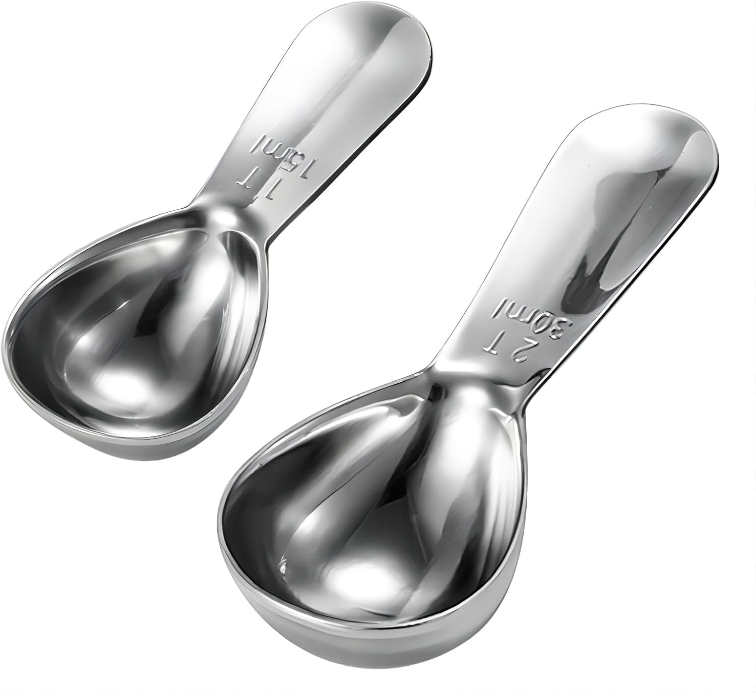 Stainless Steel 430 Coffee Scoop, Coffee Measuring Spoon Short Handle for Measuring Coffee, Milk, Tea,Sugar,Lemon Juice, and Olive Oil,Set of 2(15 Ml & 30 Ml) image number 6