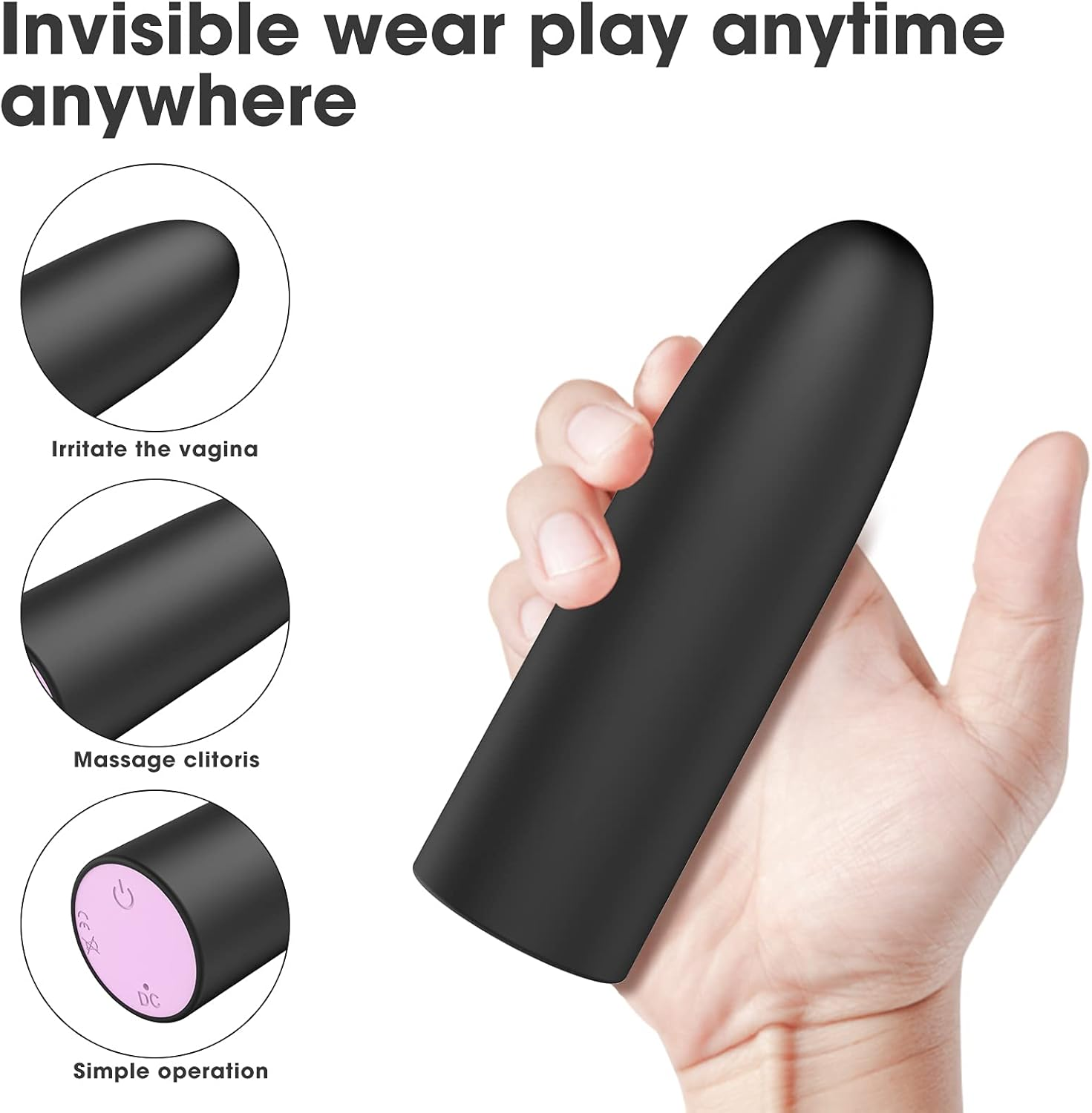 SIDED Multi-Frequency One Side Flathead and Other Side Pointed Mini Bullet Toy Rechargable and Waterproof Pocket Toy Length 7.5Cm and Width 2.2Cm image number 4