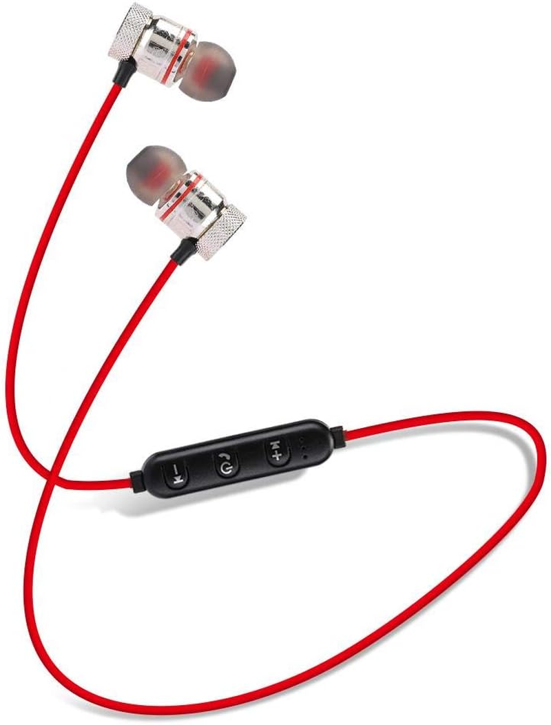 Bluetooth Headphones, Neckband Headset, Wireless Sports Headphones, In-Ear Stereo Headsets for Noise Cancellation for Training, Sports (Red) image number 2