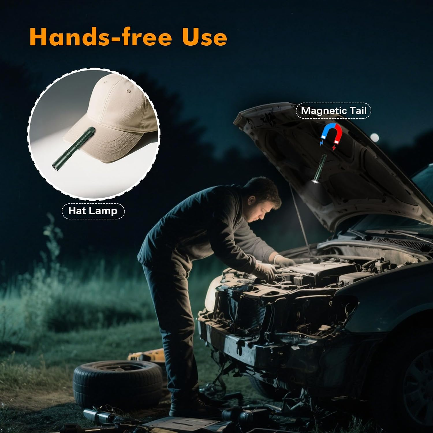 VTIGER T2A Compact EDC Flashlight,1500 High Lumens AA Rechargeable LED Flashlight, Super Bright Small Tactical Tail Switch Pocket Flash Light with Magnet for Camping,Hiking,Outdoor,Home,Emergency image number 5