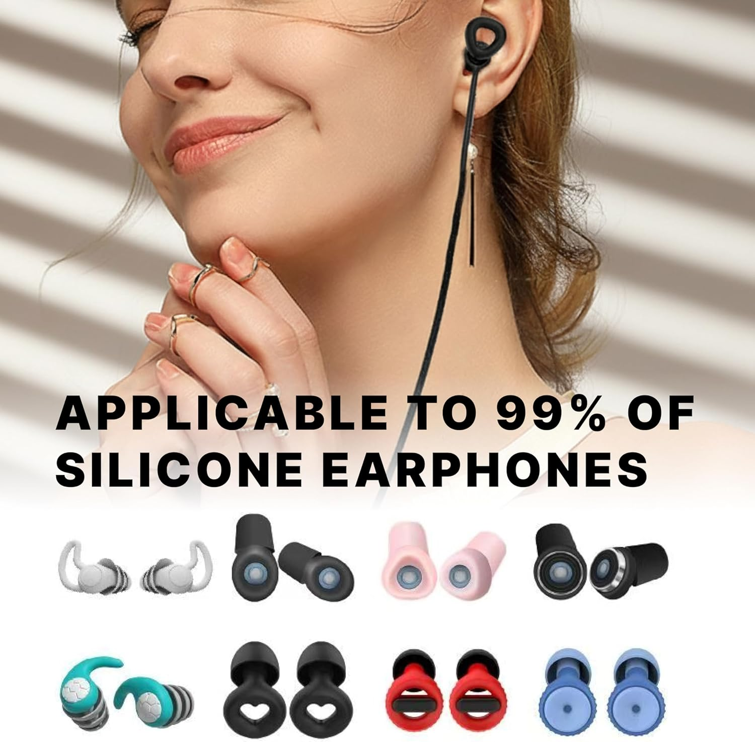 Earplug Lanyard, Flexible and Durable Silicone Cord for Safe and Convenient Holding of Earplugs, Earphones & Earbuds, Compatible with Loop Quiet/Engage/Experience and Vibes (Black) image number 4