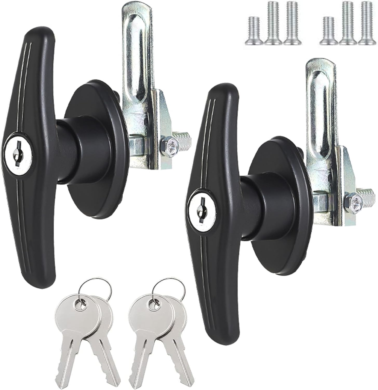 2PCS Keyed-Lock T-Handle Kit for Truck Camper Shell - Black Key-Alike T-Latch Handle,Left & Right Hand Locking Accessories for Most Truck Caps image number 6