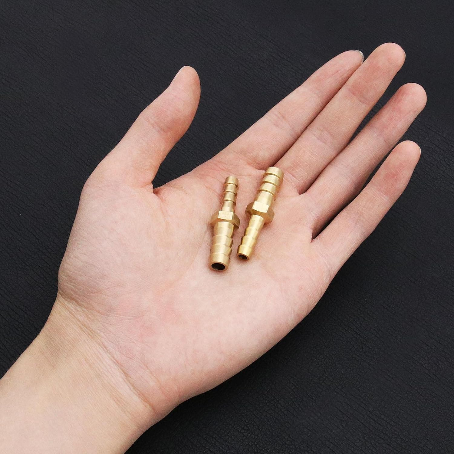 Emsea 2Pcs 8Mm to 6Mm Barb Reducer Tube Mender Splicer Joiner Union Brass Fitting