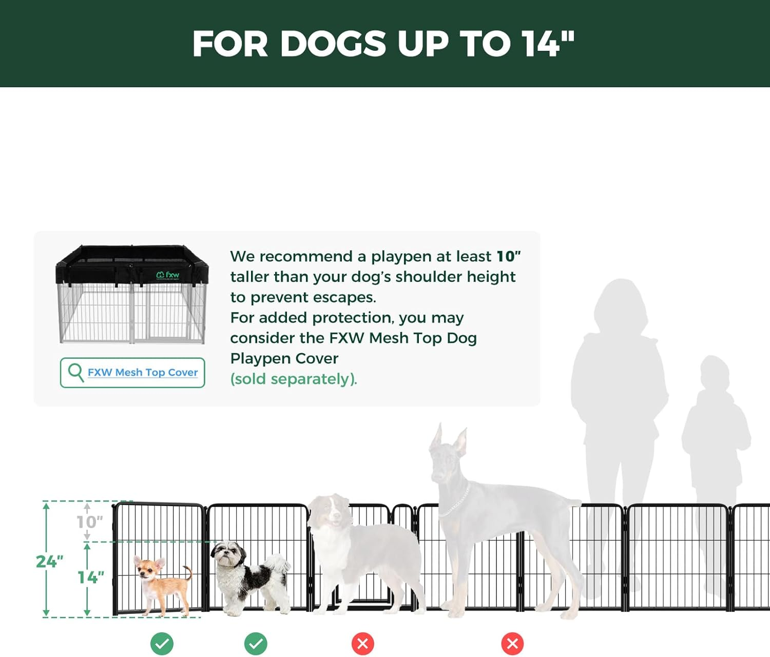 FXW Homeplus Unleashed Indoor Dog Playpen - Stress-Free and Safe Play, Heavy Duty 24 Inch 6 Panels Dog Pen for Puppy and Small Dogs, Black│Patented