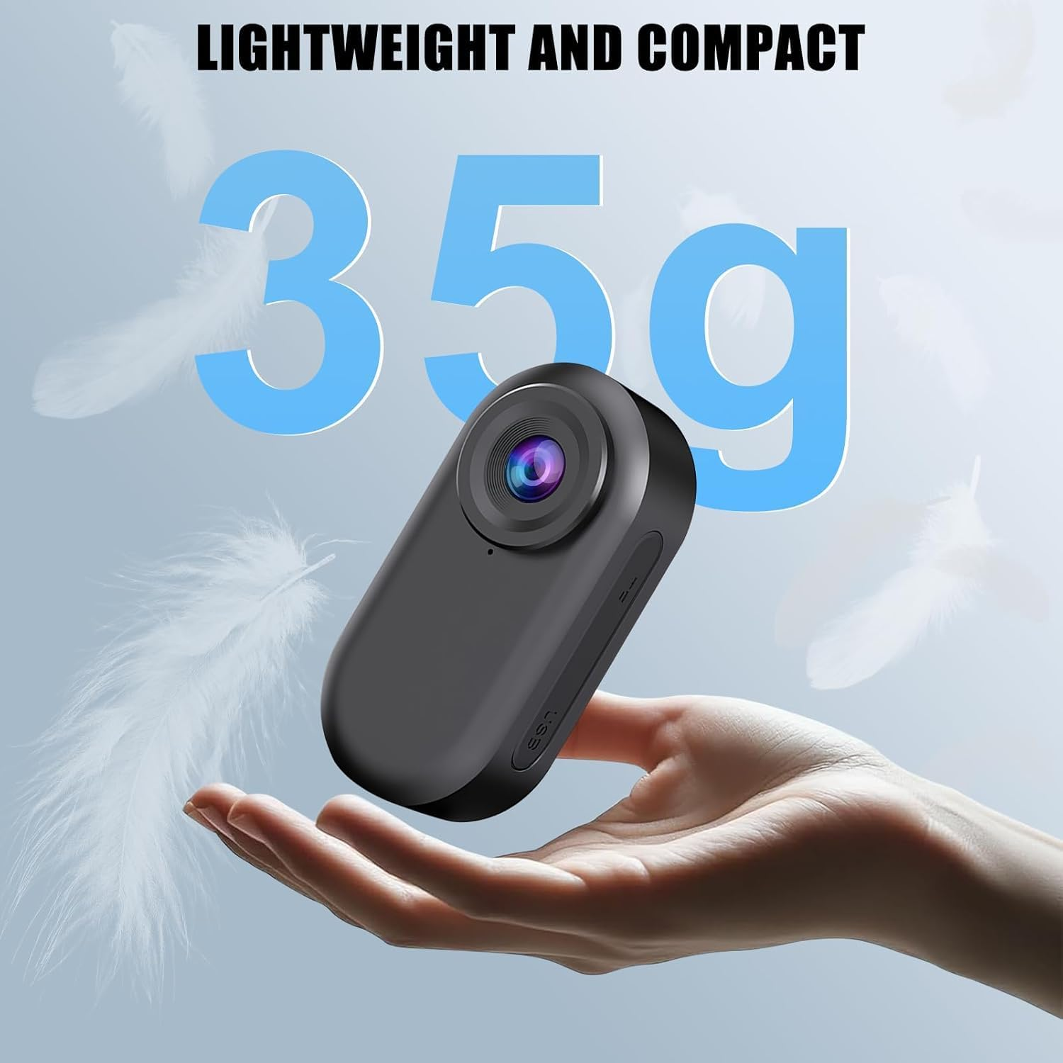HUAJUN Action Camera, 1080P Thumb Camera with Magnetic Charging Compartment, 64GB Wearable Action Body Camera Helmet Cam for POV Recording, Outdoor Portable Riding,Vlogging, Pet Recorder
