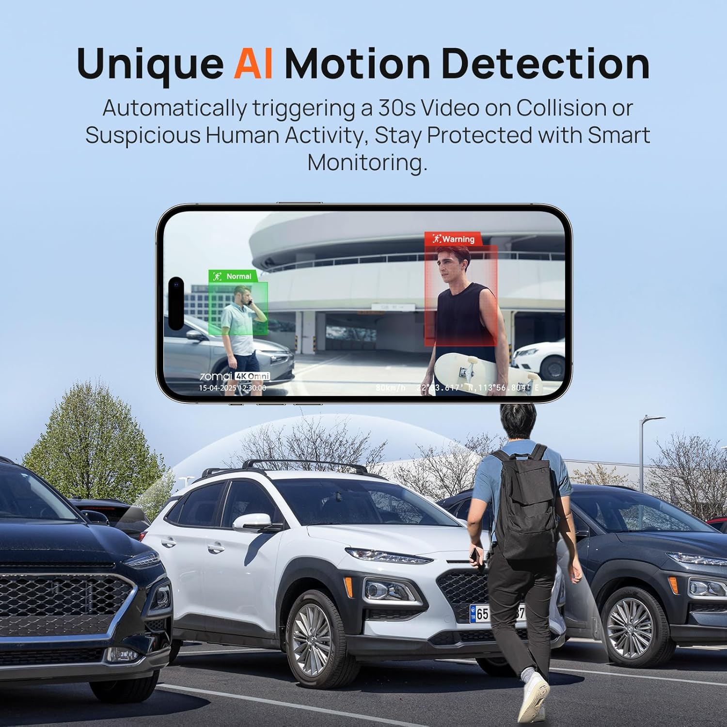 70Mai Dash Cam 4K Omni, Front and Rear Dash Cam 4K+1080P Dual-Channel 360&deg; Rotating Dashcam with Sony Starvis 2, AI Motion Detection,Night Vision, 5Ghz Wifi6, GPS, 24H Parking Mode, App&Wifi Control image number 4