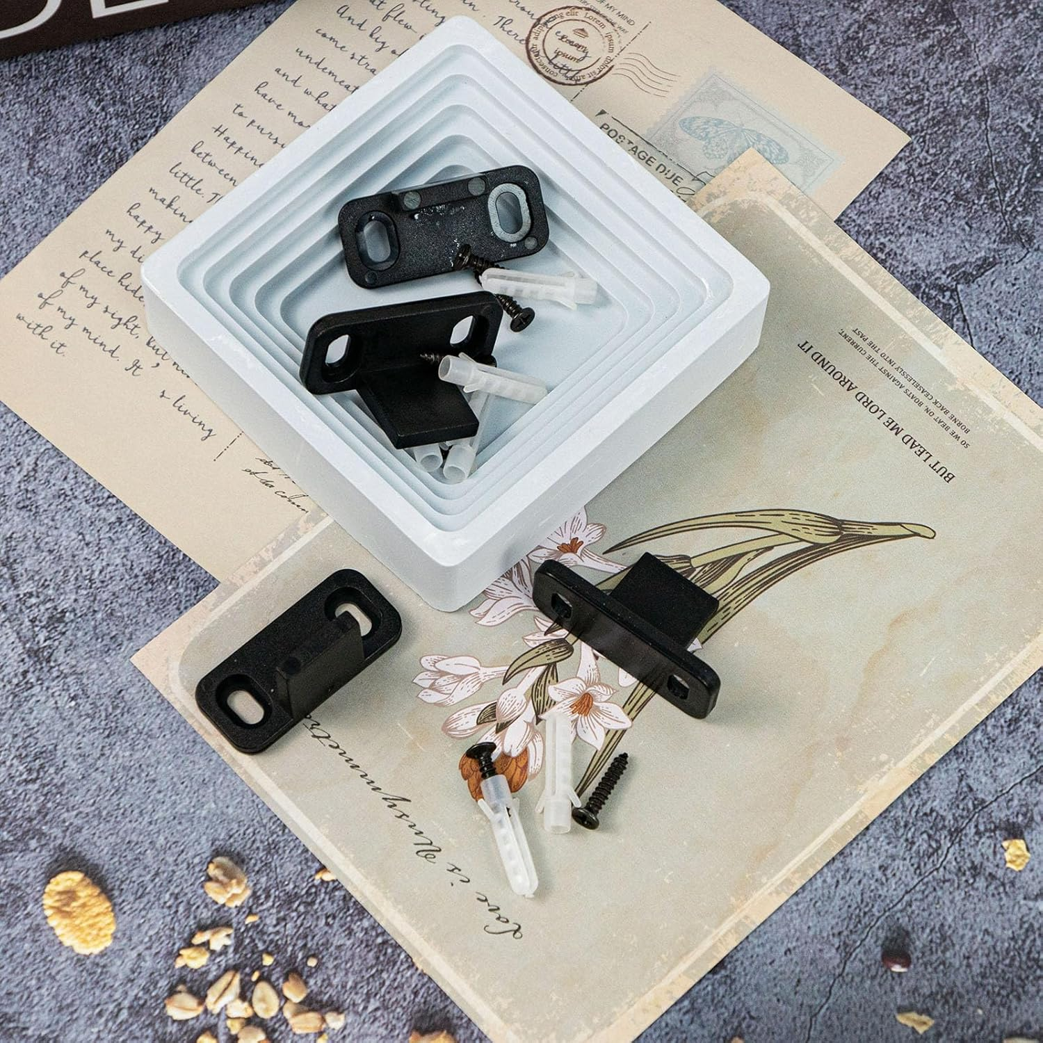 12 Pieces Sliding Barn Door Floor Guides Closet Hardware Plastic, Black Plastic Track Guide for Sliding Doors Including Pocket with Screws and Bypass, Adjustable L Shape Brackets for Sliding Doors image number 4