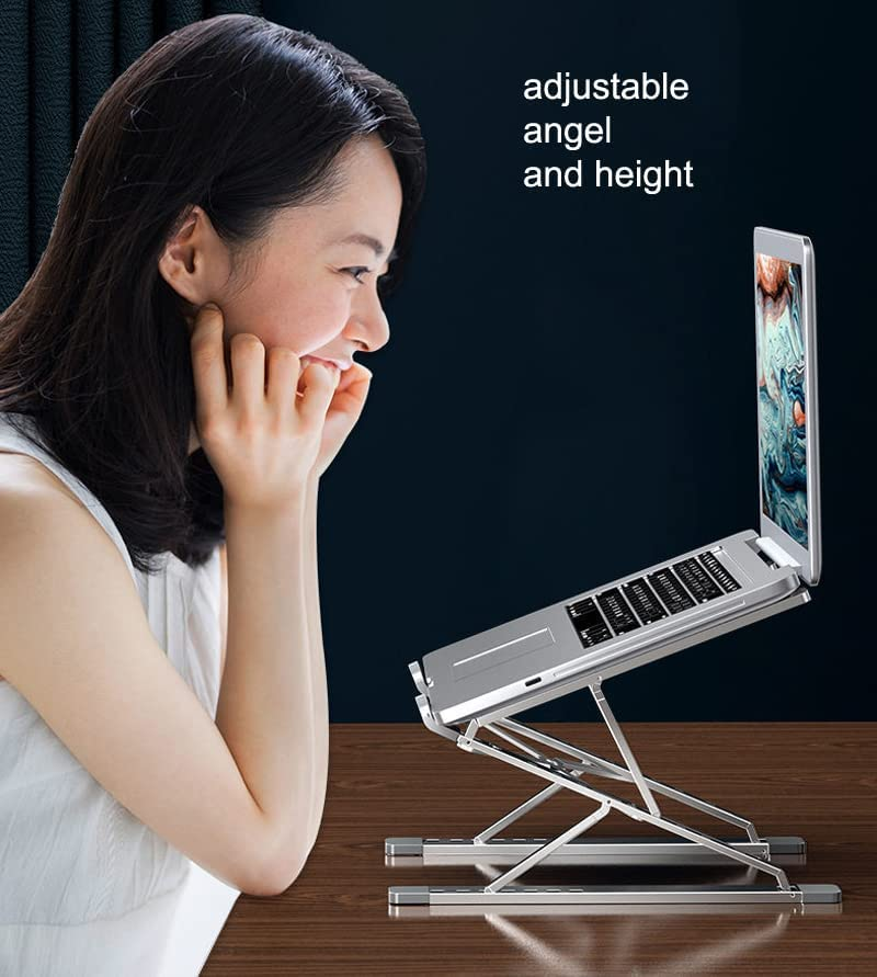 Dogfish Laptop Stand, Ergonomic Aluminum Laptop Riser for Desk, Computer Stand 7+9-Step Height Adjustable, Foldable Notebook Stand Compatible with All 10-17" Laptops image number 2