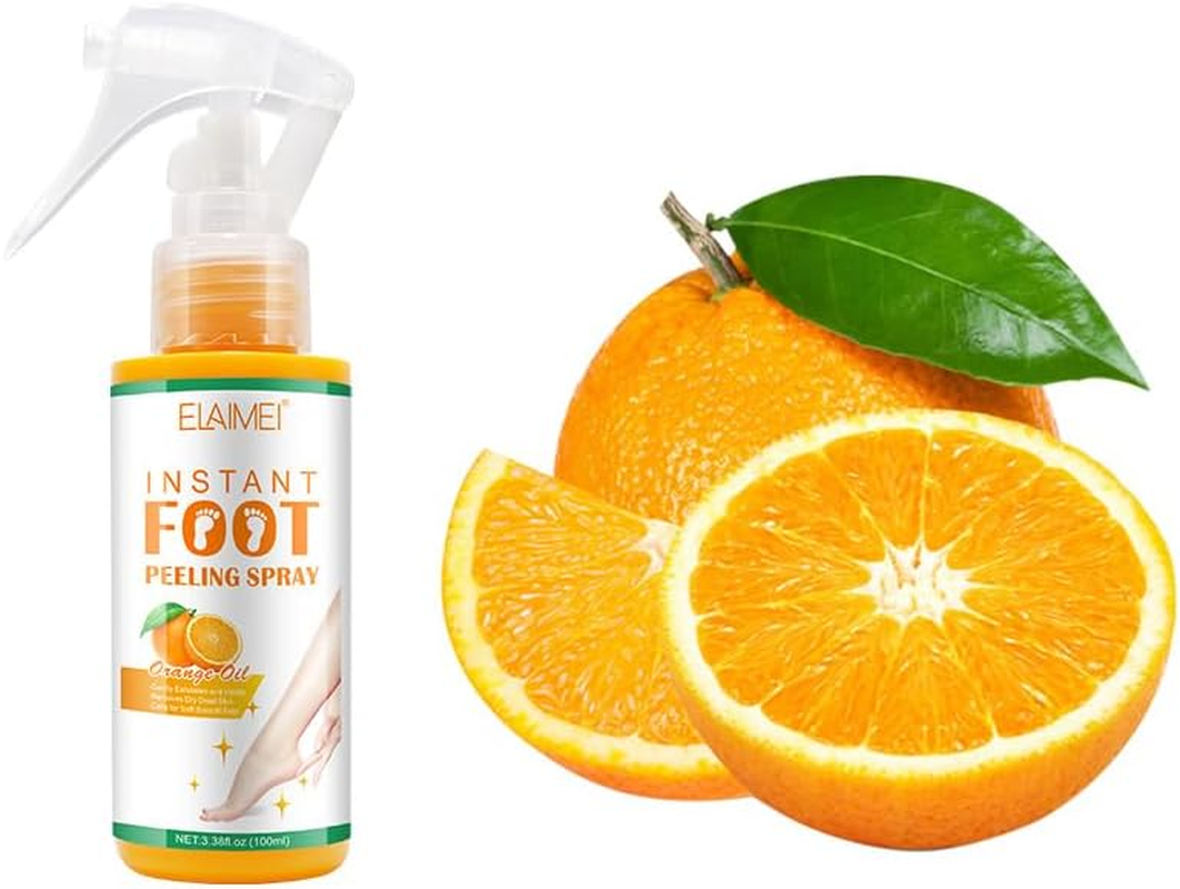 Foot Peeling Spray Oil ，Foot Exfoliating Spray, Pedicure Dead Skin Exfoliator for Cracked Rough Heels, Dry Toe Skin & Calluses, Quicky Remove Dead Skin (Orange) image number 1