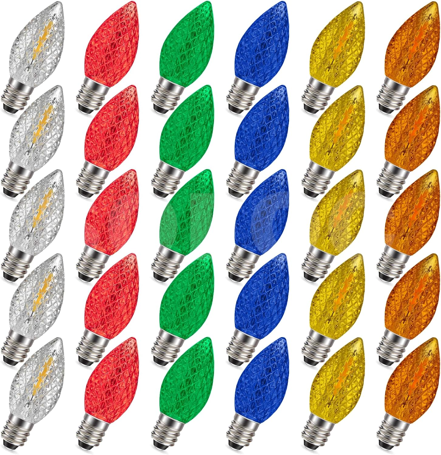 SOFOC E12 C7 30Pcs Crystal Effect LED Christmas Ambient Light Orange for outside Garden House Party Wedding Xmas Tree Decor 220V Plug & Play