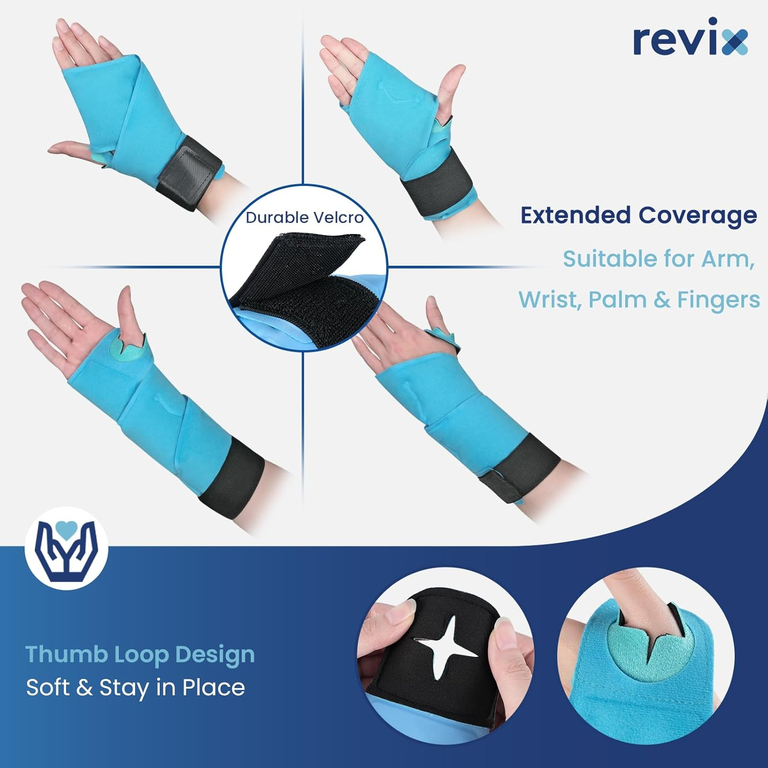 REVIX Wrist Ice Pack Wraps for Carpal Tunnel Relief (2-Piece Set) Reusable Gel Hand Ice Packs for Wrist Discomfort, Gel Pack with Hot & Cold Compressiom Therapy image number 6